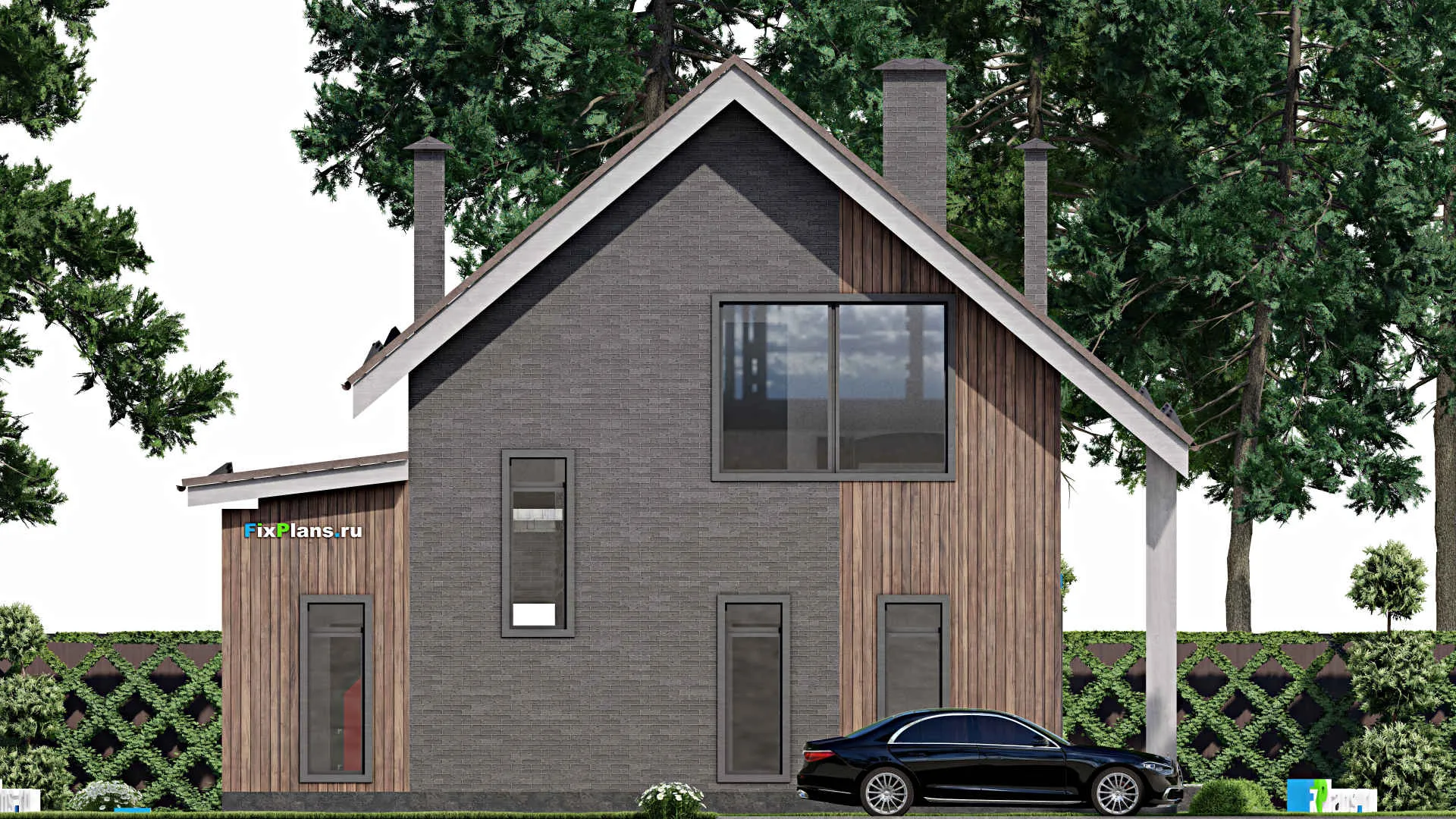 F-4139 - Проект дома с мансардой 11 на 15, площадью 210 м² с террасой, балконом и 3 спальнями