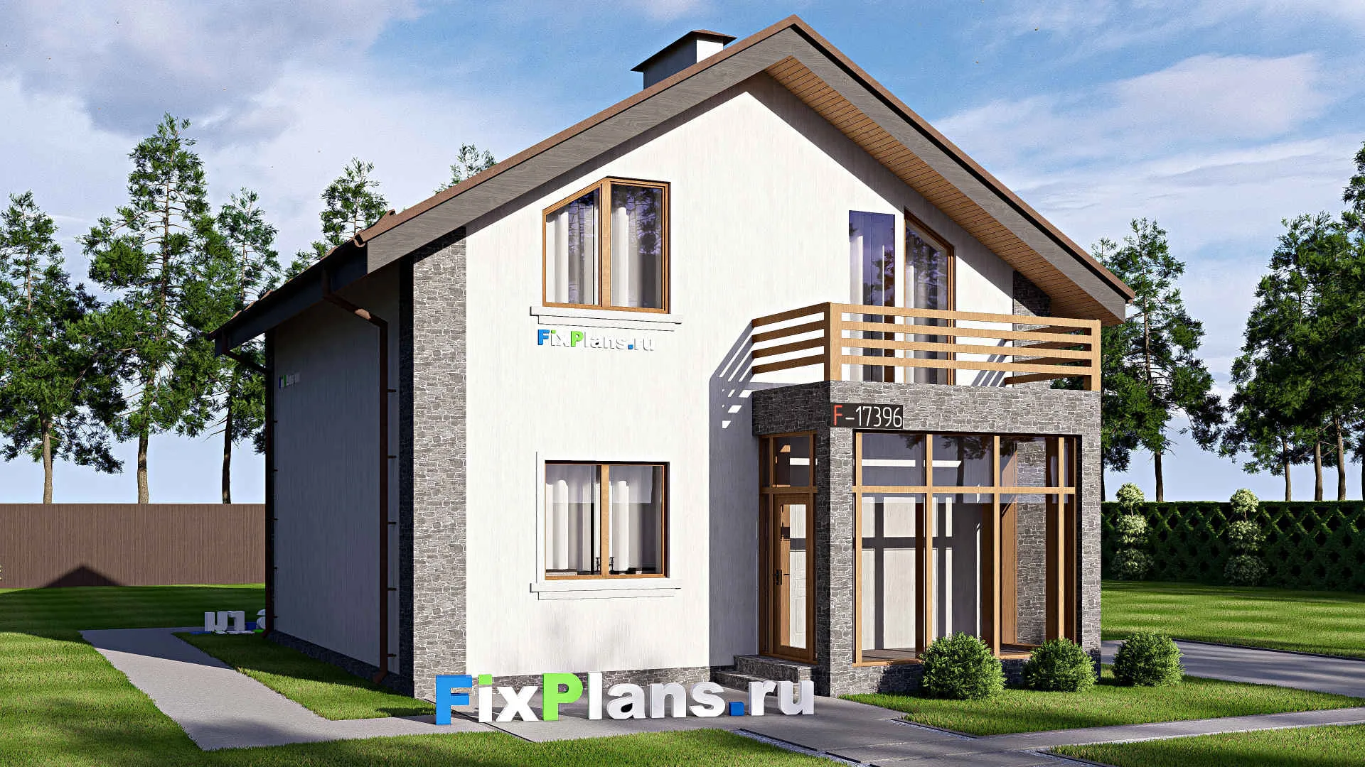 F-17396 - Проект дома с мансардой 10 на 12, площадью 130 м² с балконом и 4 спальнями