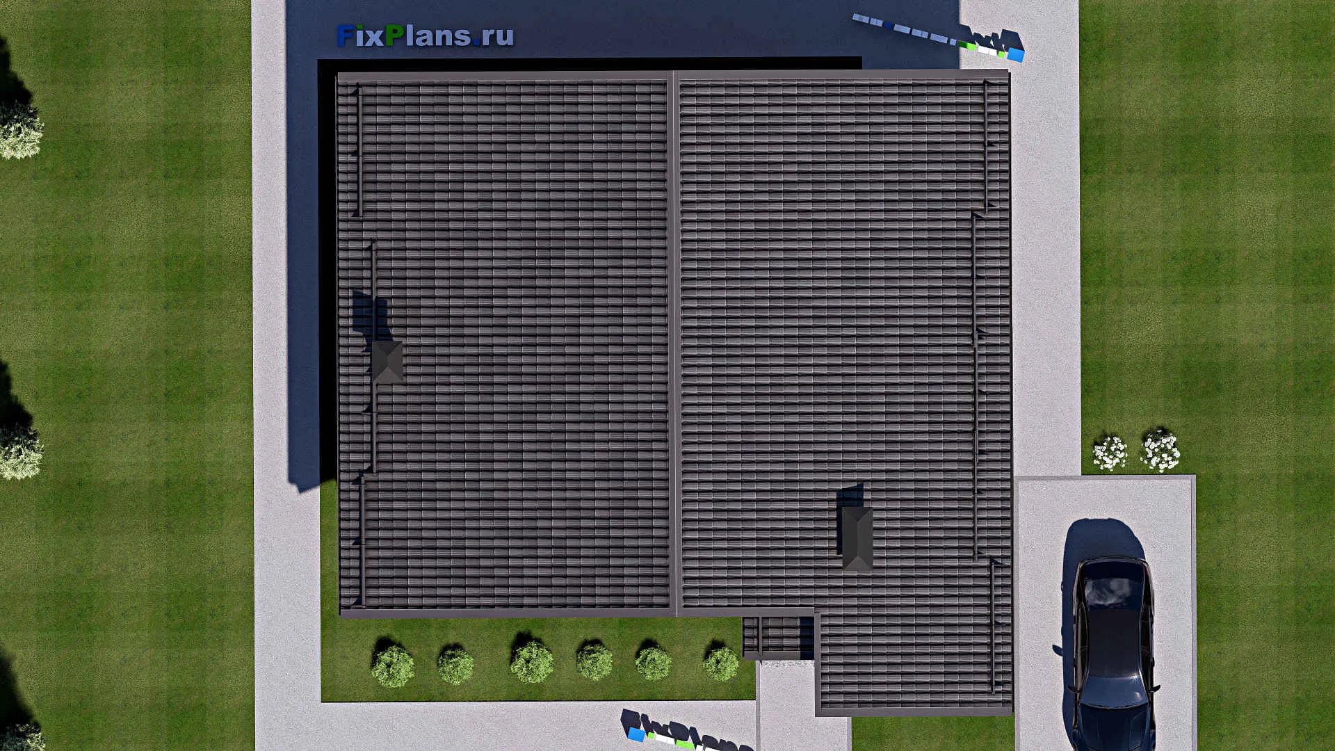 F-12482 - План одноэтажного дома 14 на 14, площадью 120 м² с 3 спальнями