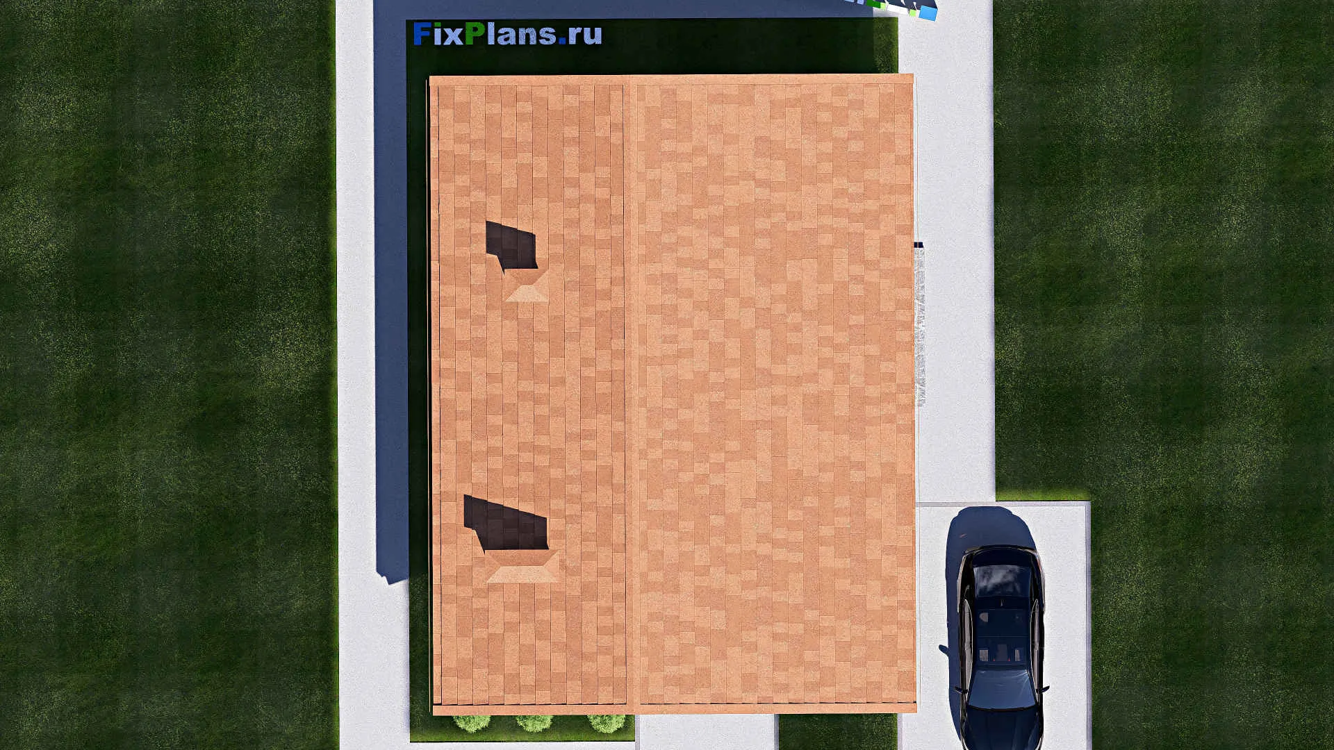 F-17243 - Проект одноэтажного дома 10 на 13, площадью 90 м² с террасой и 2 спальнями