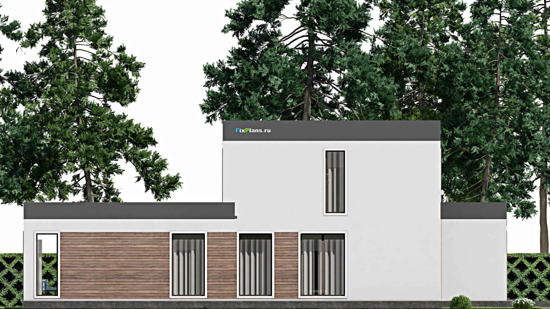 F-9296 - Планы двухэтажного дома 22 на 29, площадью 510 м² с террасой, баней, гаражом на 2 машины и 5 спальнями