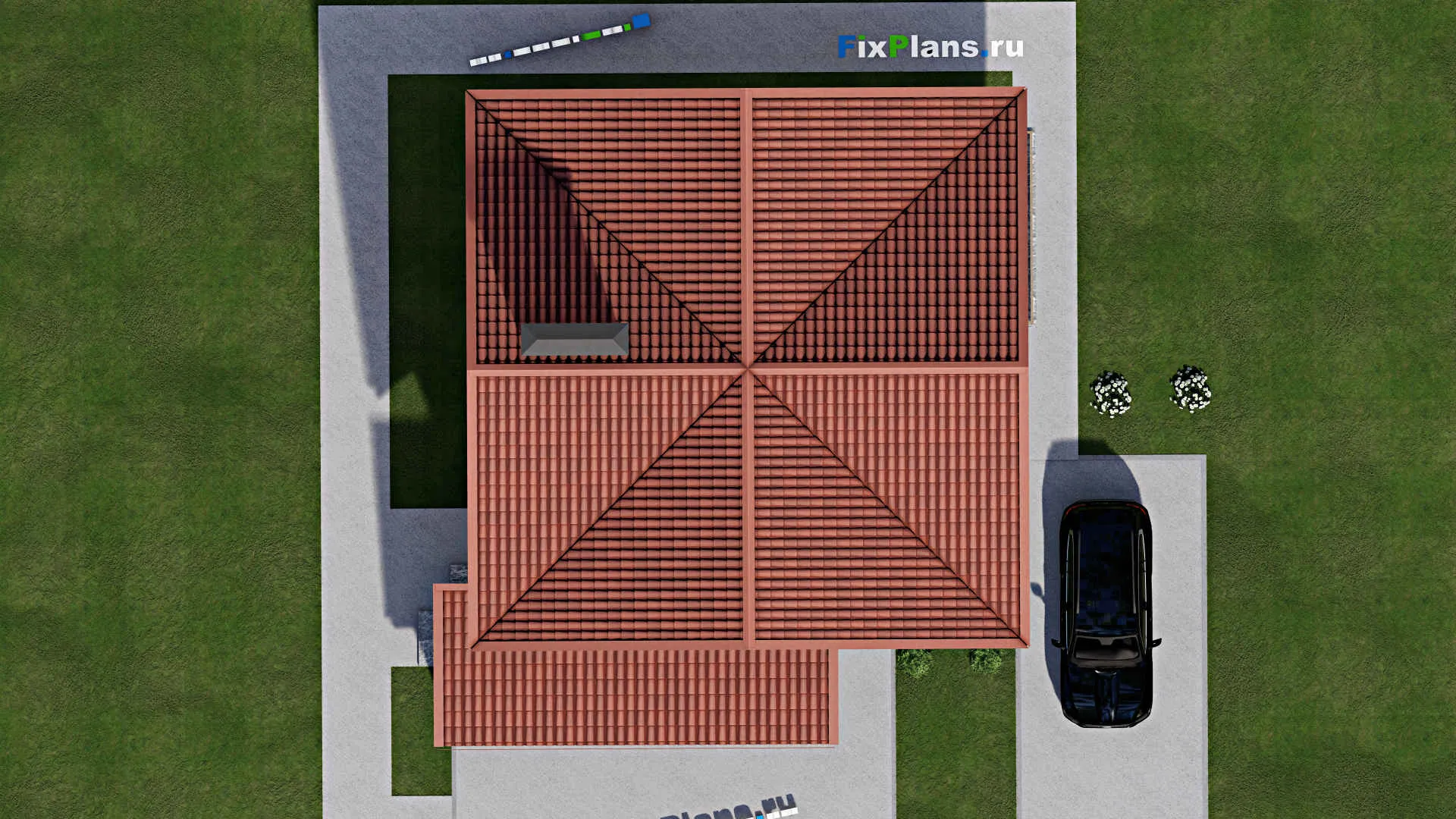 F-7163 - Проект двухэтажного дома с мансардой 12 на 14, площадью 280 м² с террасой, балконом и 4 спальнями