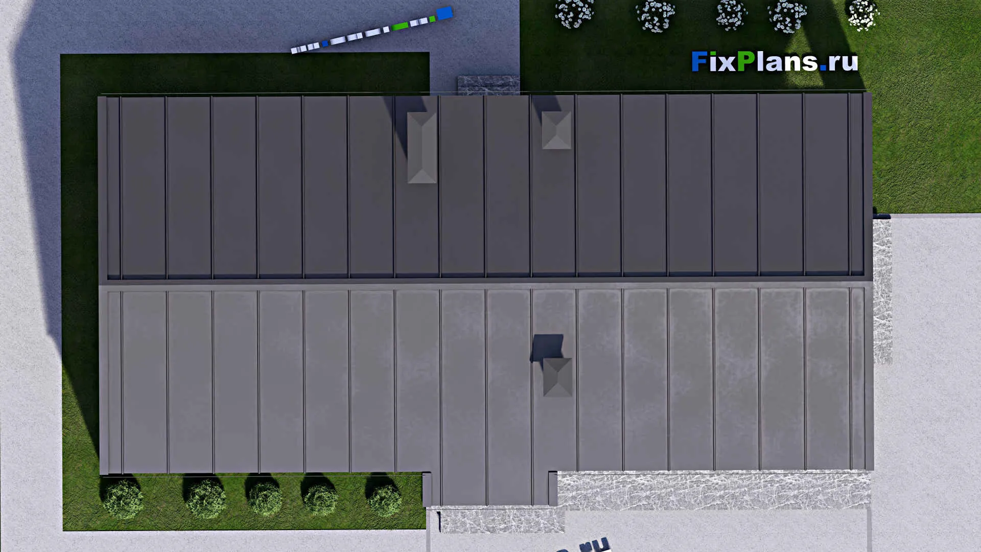 F-12968 - План одноэтажного дома 10 на 19, площадью 150 м² с террасой и 2 спальнями