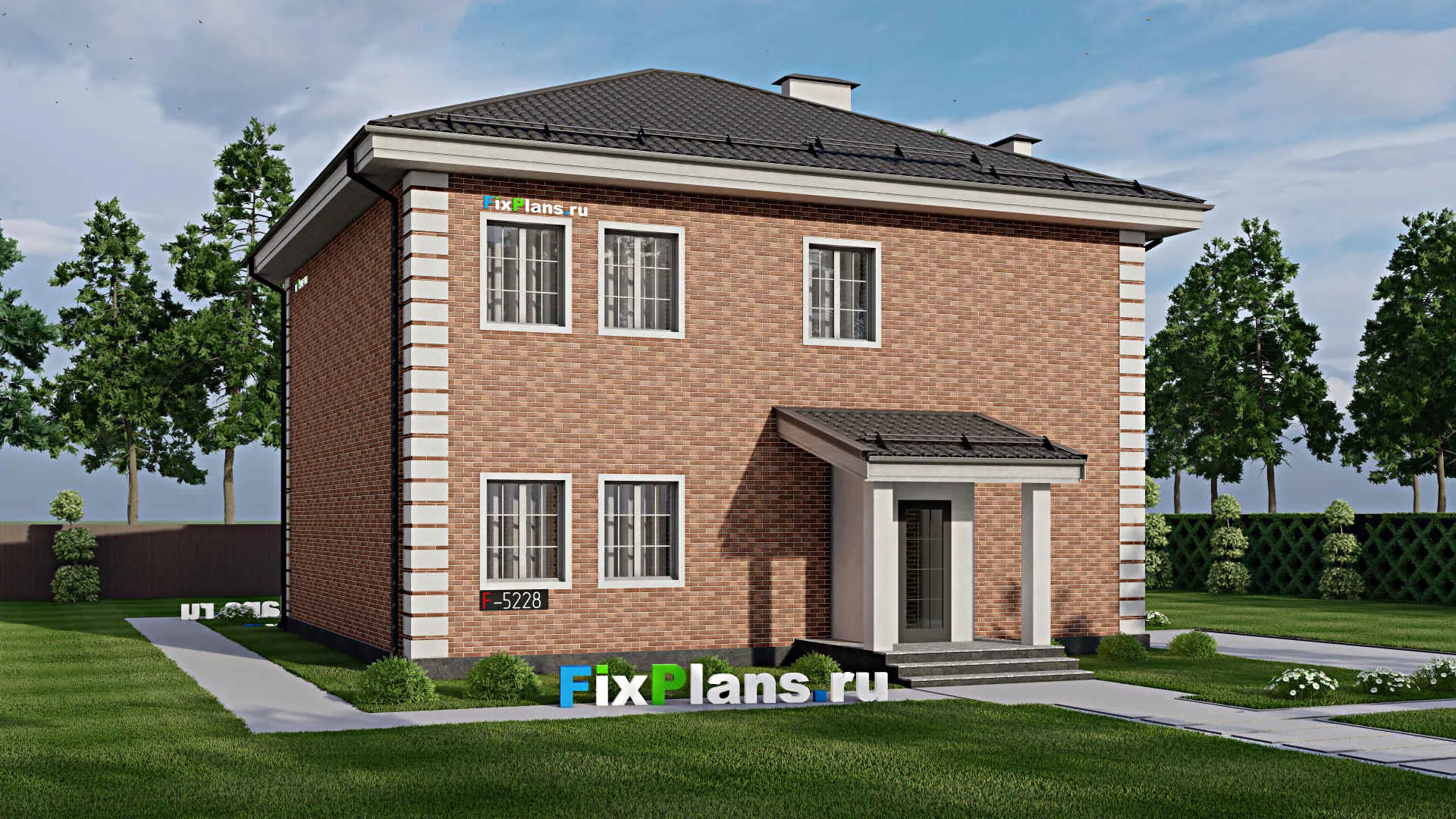 F-5228 - Проект двухэтажного дома 13 на 17, площадью 260 м² с 7 спальнями