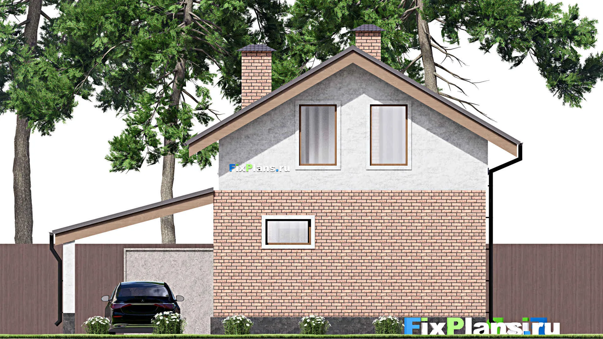 F-14642 - Проект бани 8 на 11, площадью 70 м² с комнатой отдыха, мансардой, санузлом и 2 спальнями