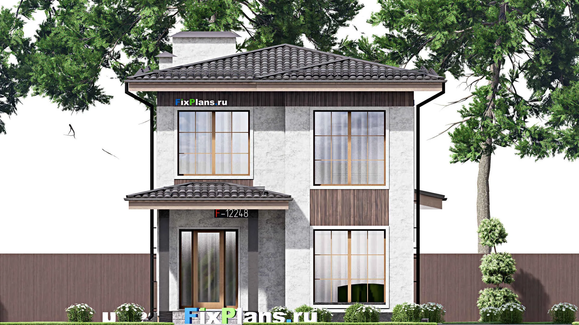 F-12248 - Проект двухэтажного дома 8 на 15, площадью 150 м² с террасой и 4 спальнями