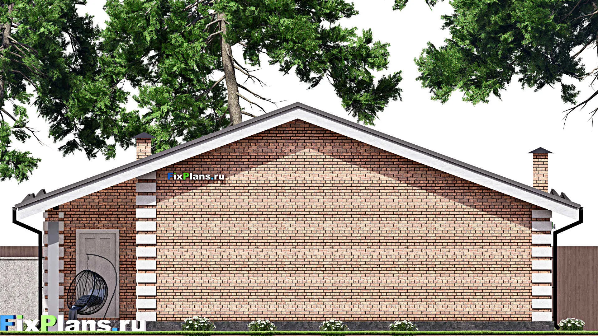 F-12482 - План одноэтажного дома 14 на 14, площадью 120 м² с 3 спальнями