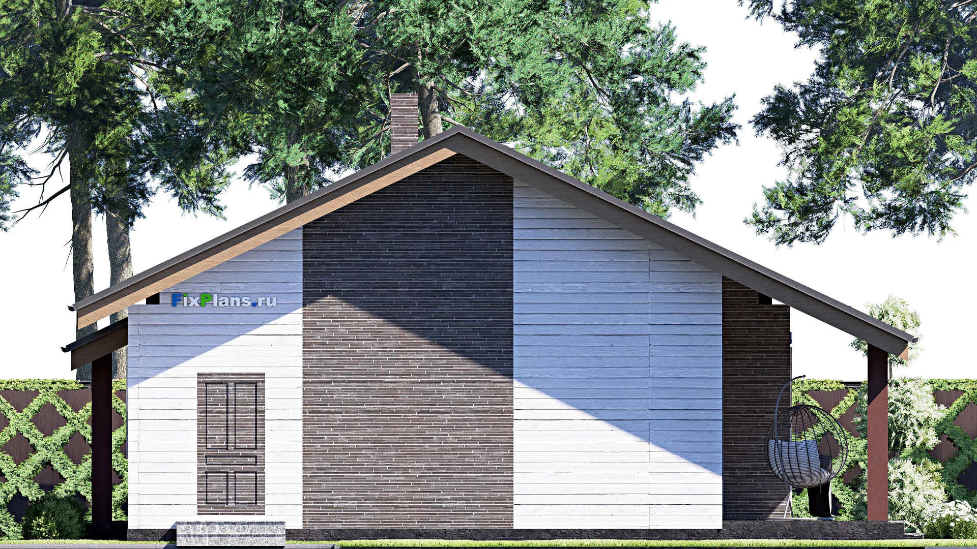 F-18035 - Проект одноэтажного дома 12 на 17, площадью 140 м² с террасой и 3 спальнями