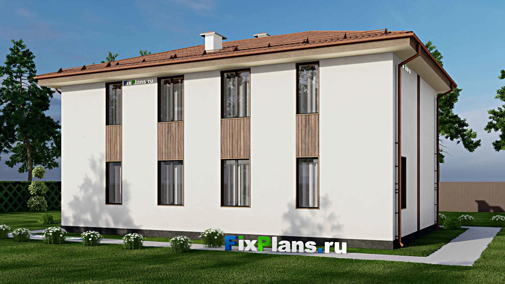 F-7226 - Проект двухэтажного дома 11 на 16, площадью 220 м² с балконом и 10 спальнями