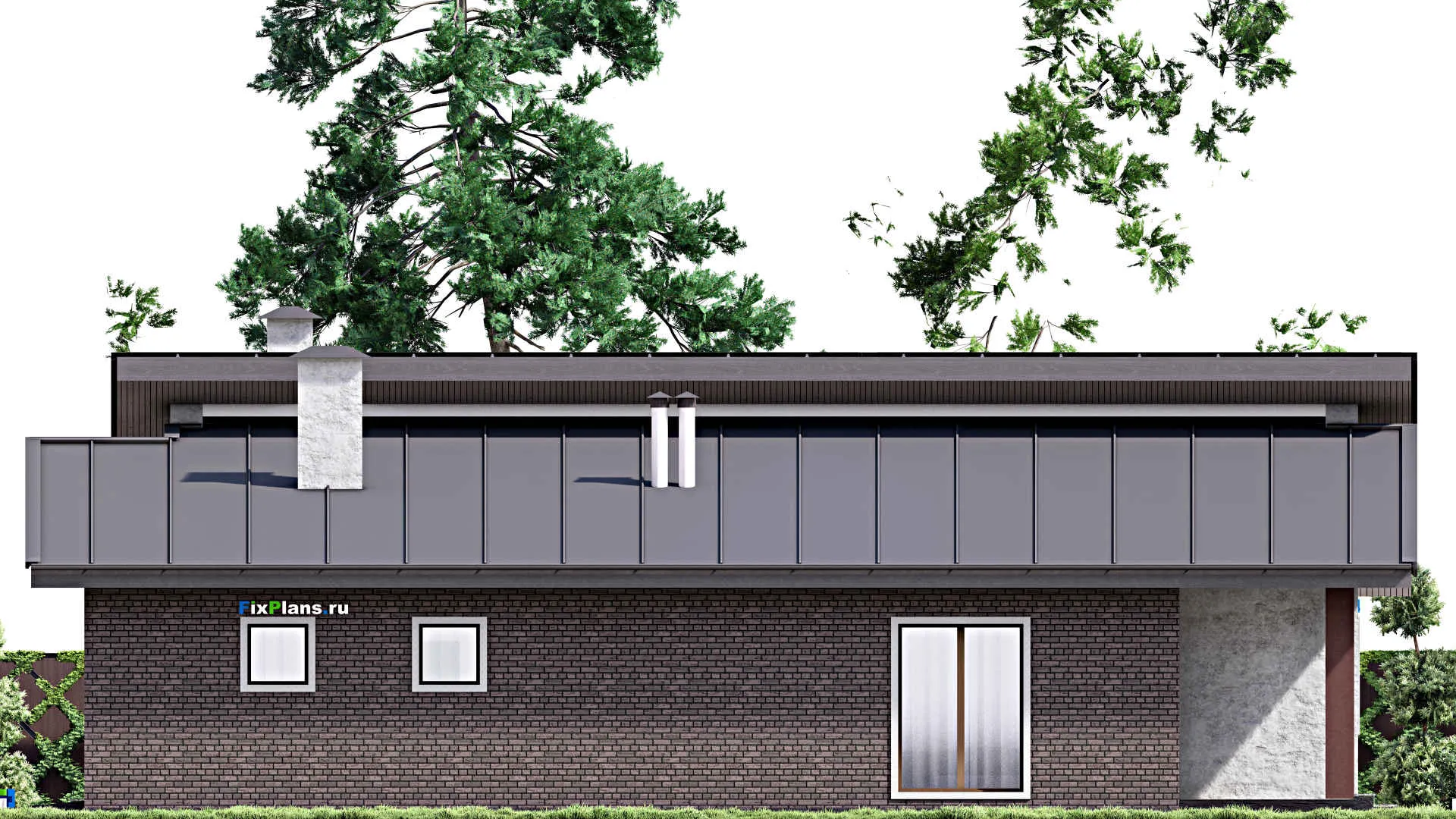 F-13283 - Проект одноэтажного дома 15 на 18, площадью 220 м² с террасой, гаражом на 1 машину и 3 спальнями
