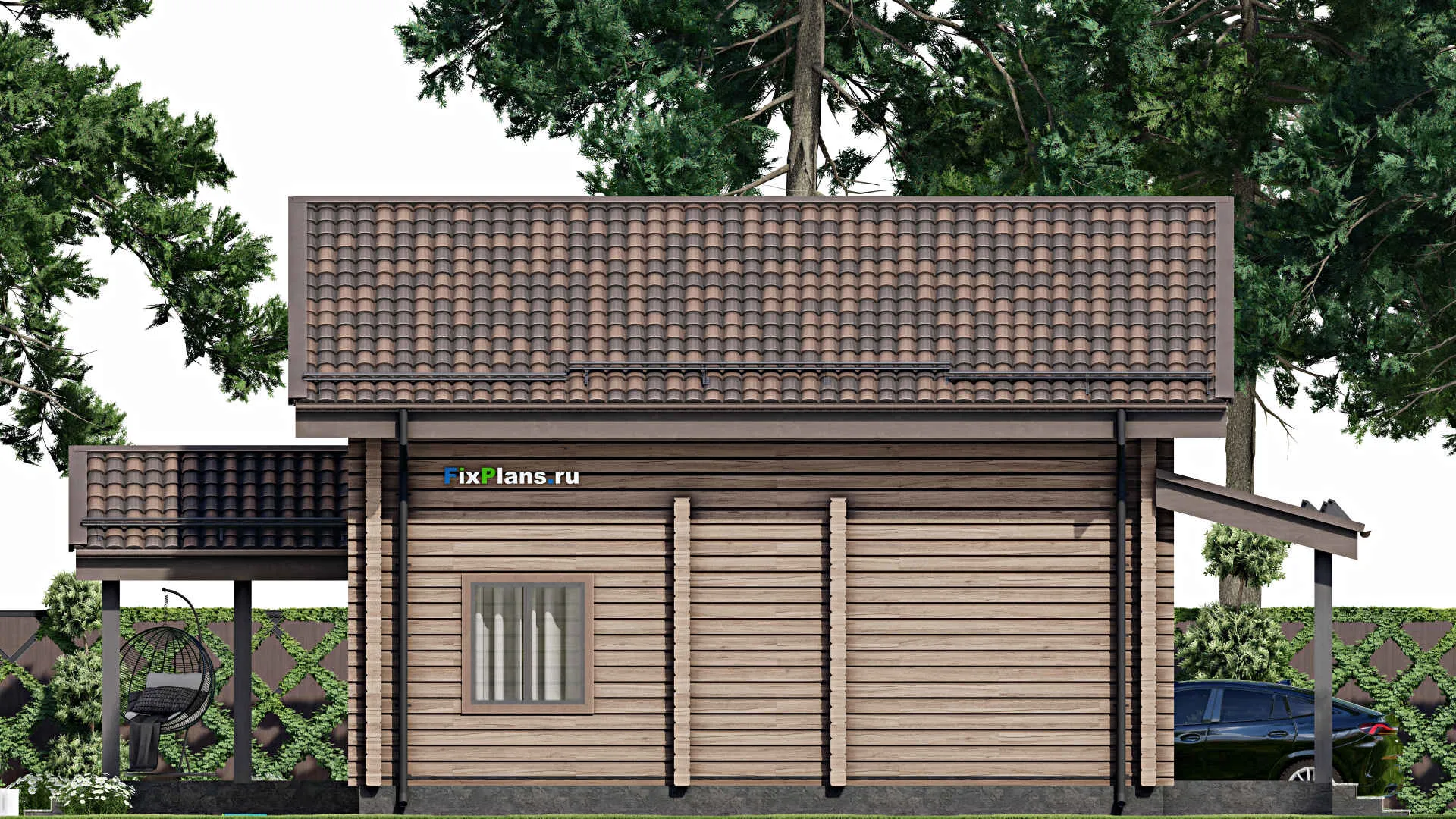 F-7640 - Проект дома с мансардой 9 на 11, площадью 150 м² с террасой и 2 спальнями