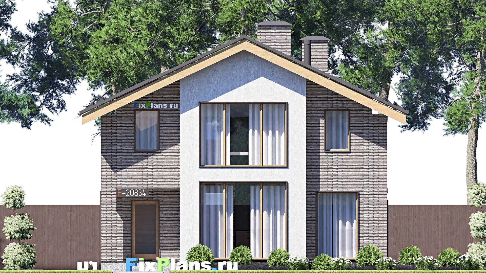 F-20834 - Проект дома с мансардой 10 на 13, площадью 160 м² с террасой и 4 спальнями