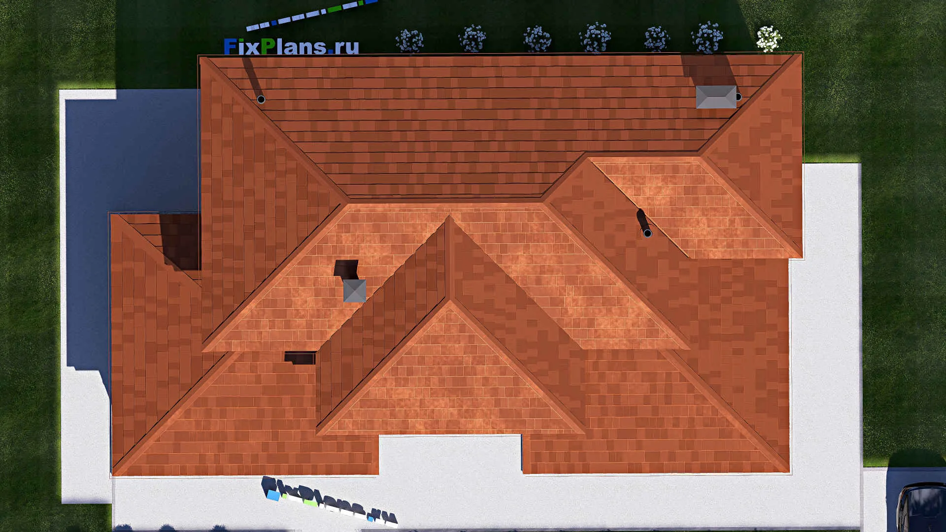 F-18809 - Планы двухэтажного дома 12 на 20, площадью 250 м² с террасой и 2 спальнями