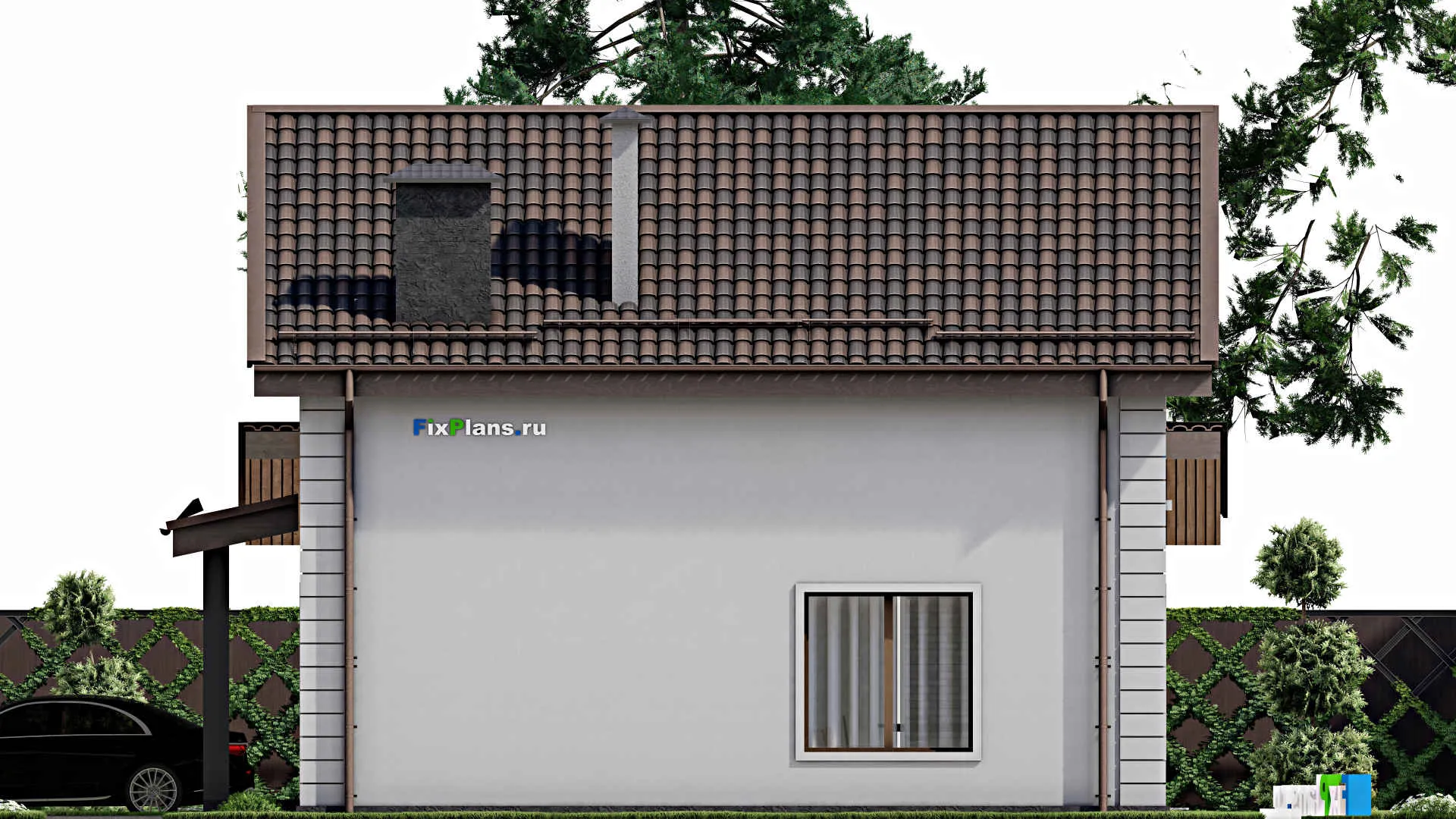 F-12149 - Проект дома с мансардой 12 на 13, площадью 160 м² с террасой, гаражом на 1 машину и 4 спальнями