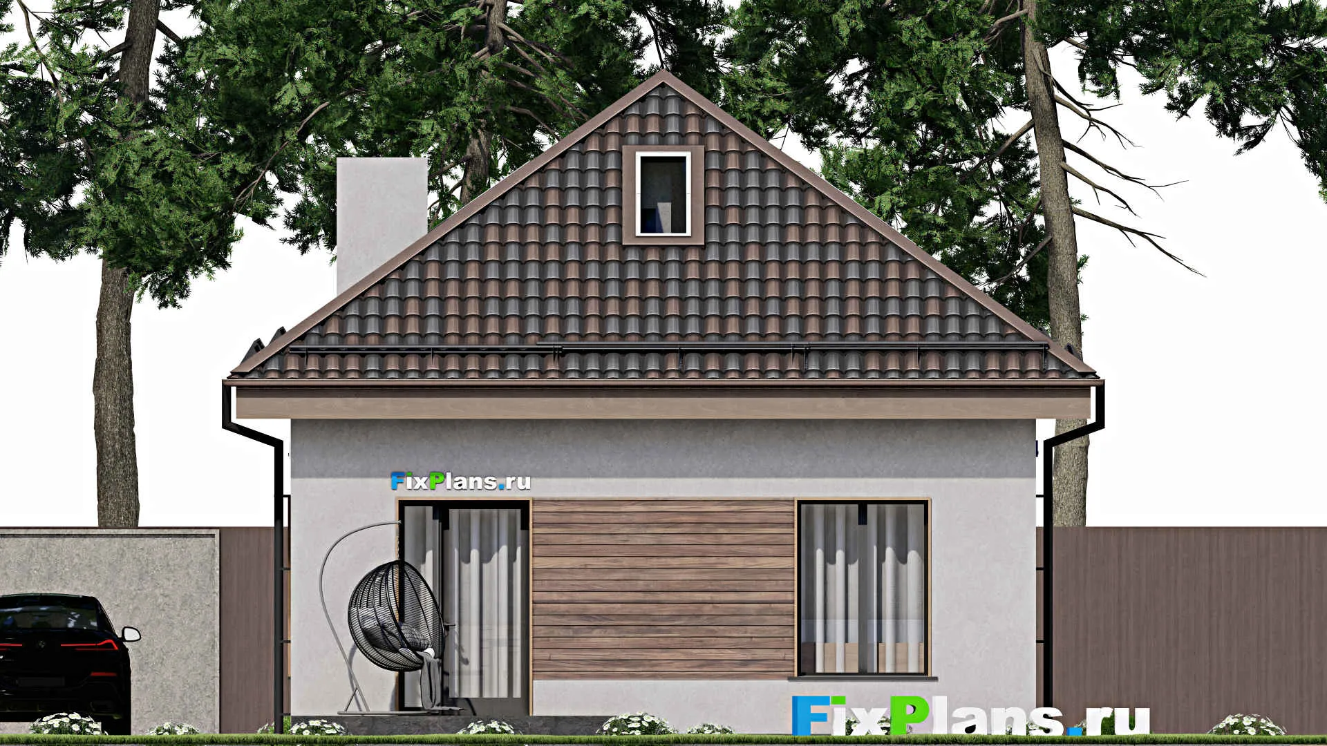 F-8306 - Проект дома с мансардой 9 на 14, площадью 130 м² с террасой и 4 спальнями