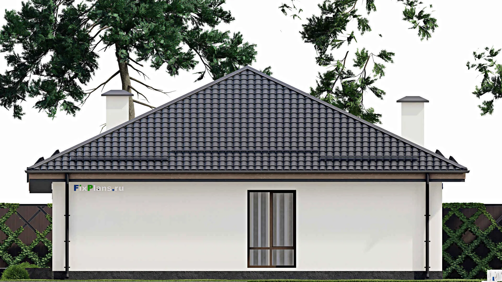 F-5300 - План одноэтажного дома 12 на 13, площадью 150 м² с террасой и 2 спальнями