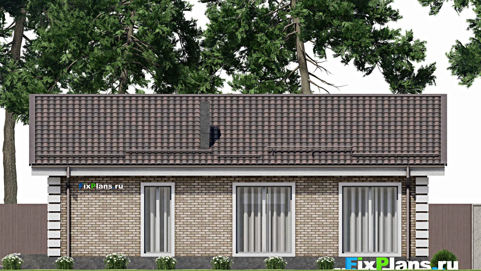 F-5381 - План одноэтажного дома 9 на 14, площадью 100 м² с 3 спальнями