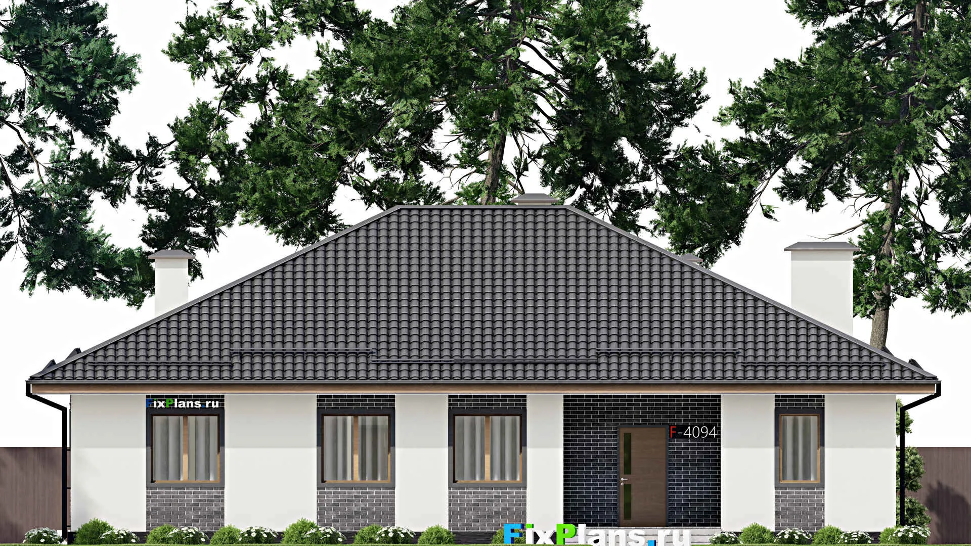 F-4094 - Проект одноэтажного дома 16 на 18, площадью 200 м² с 4 спальнями