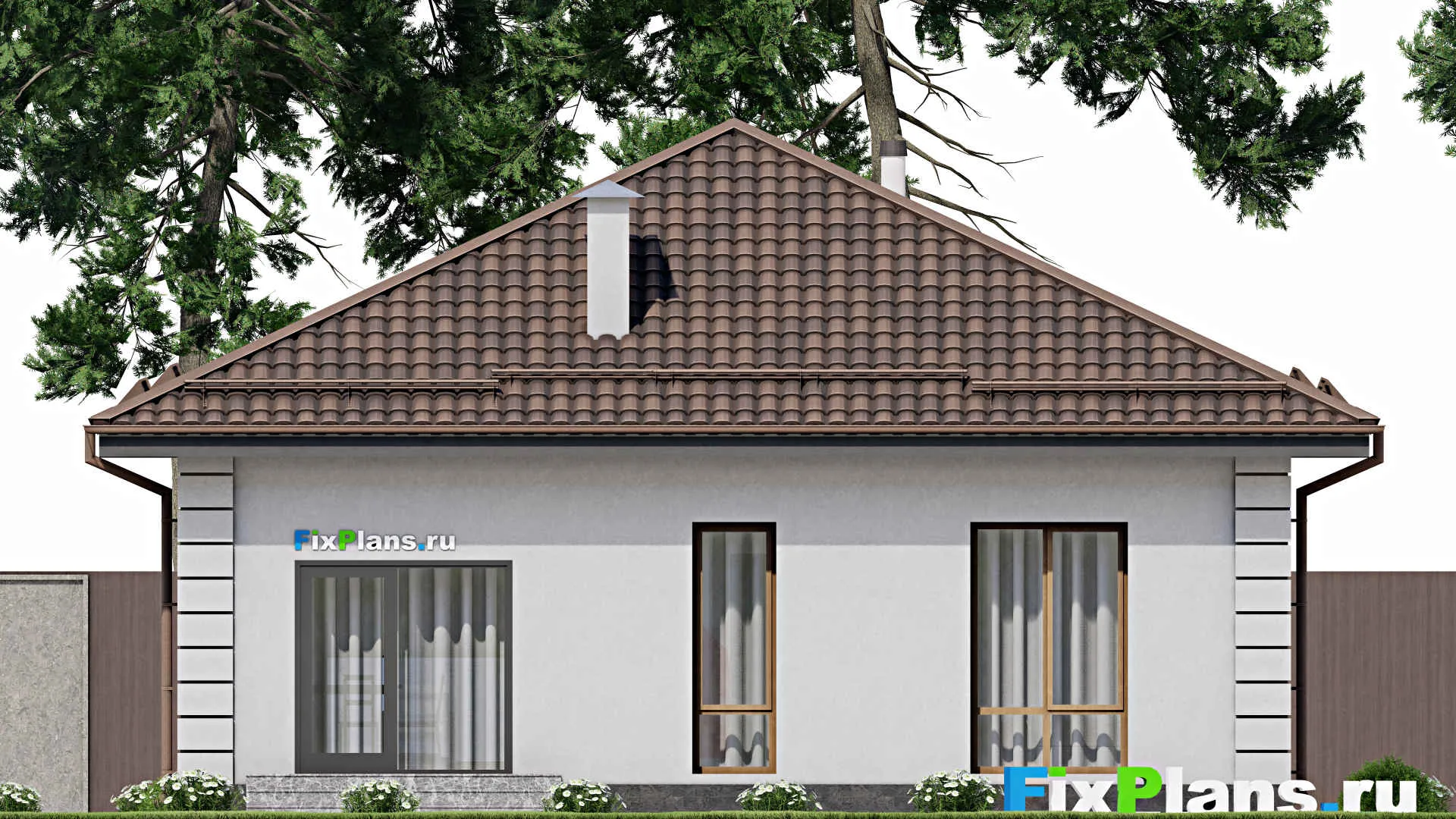 F-9161 - Проект одноэтажного дома 11 на 11, площадью 90 м² с 3 спальнями