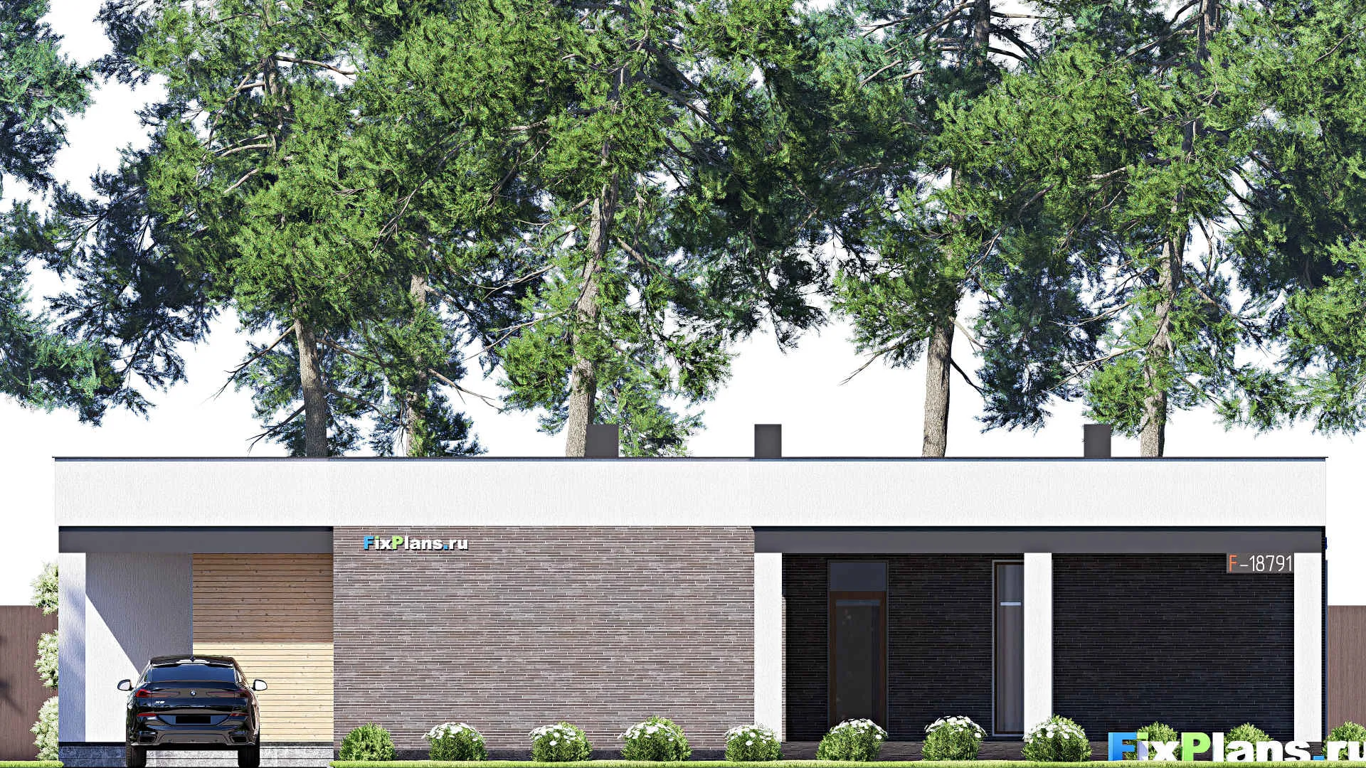 F-18791 - Проект одноэтажного дома 14 на 19, площадью 180 м² с террасой и 3 спальнями