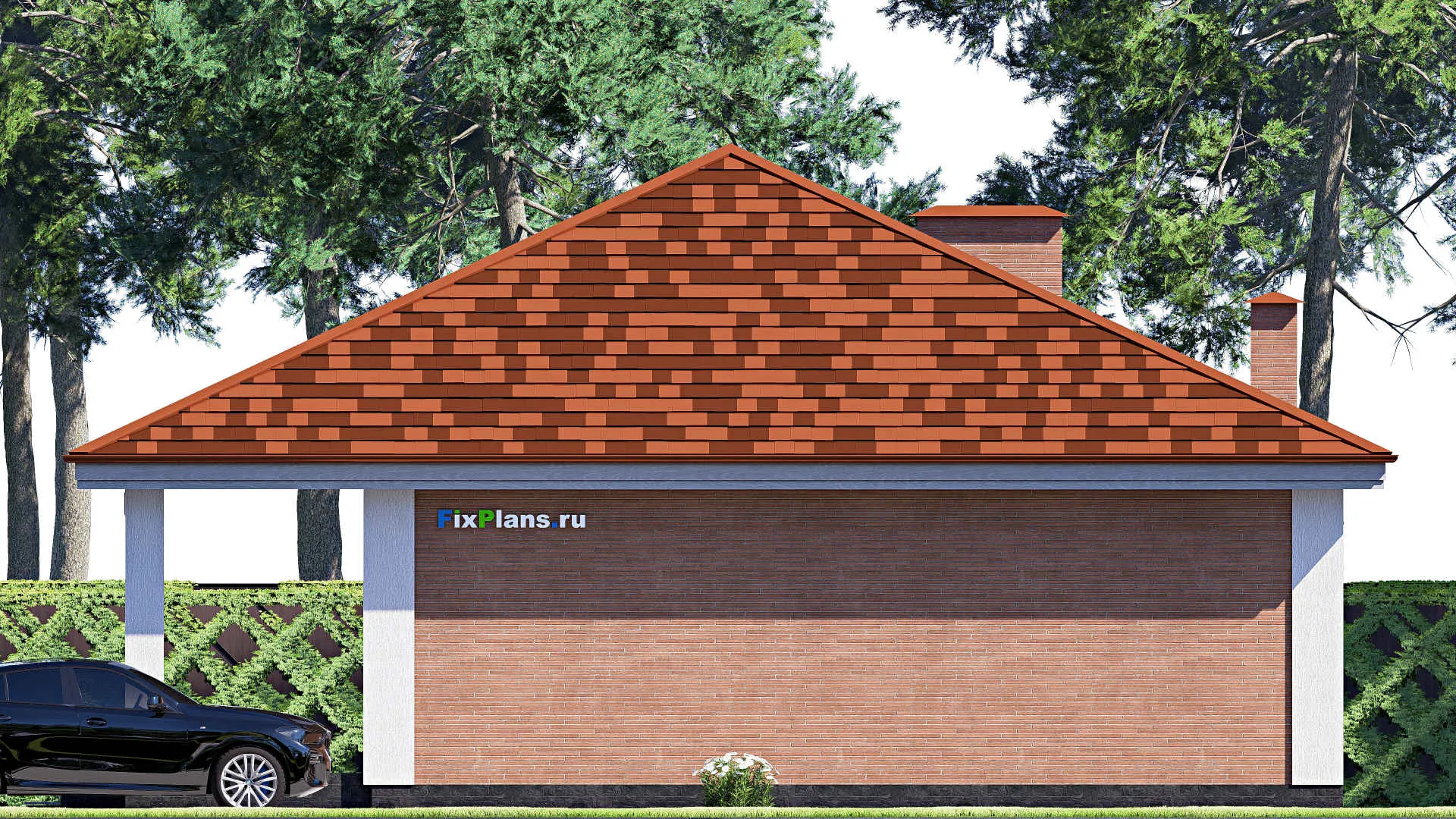 F-18251 - Проект одноэтажного дома 13 на 15, площадью 150 м² с террасой и 3 спальнями