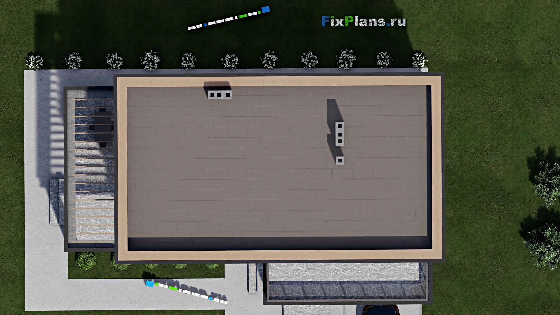F-1313 - Проект двухэтажного дома 11 на 15, площадью 230 м² с террасой, балконом, гаражом на 1 машину и 3 спальнями
