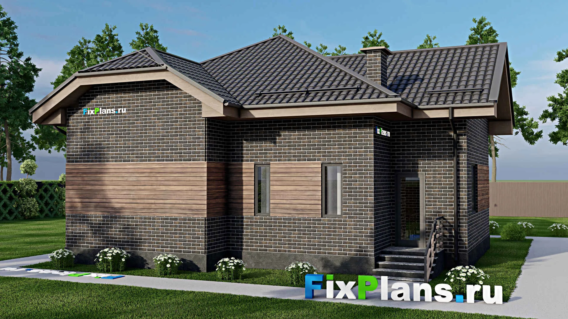 F-4832 - Проект одноэтажного дома 11 на 12, площадью 90 м² с 2 спальнями