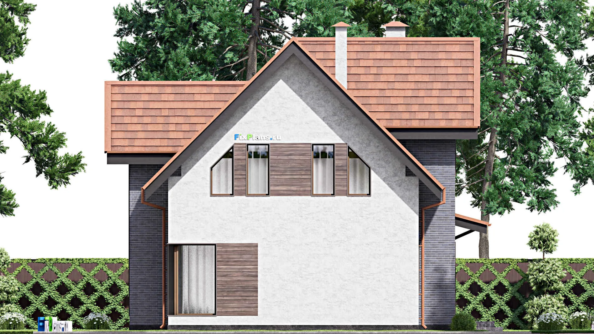 F-12680 - Проект дома с мансардой 12 на 16, площадью 160 м² с террасой и 3 спальнями