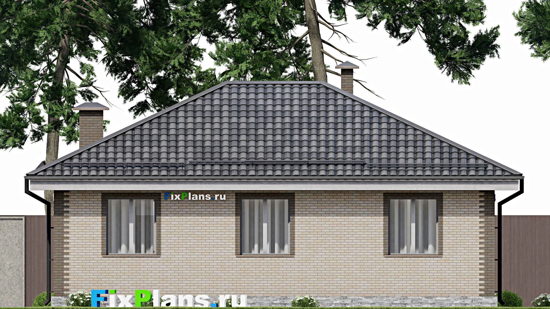 F-10961 - Проект одноэтажного дома 10 на 11, площадью 80 м² с 3 спальнями