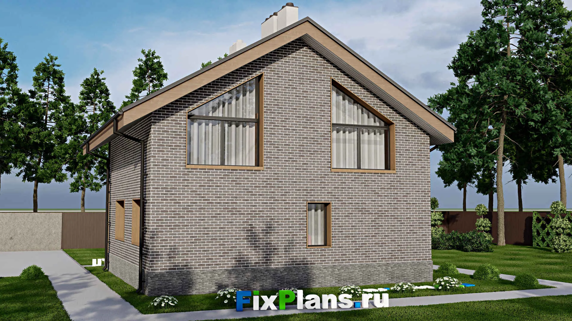 F-7631 - Планы дома с мансардой 10 на 11, площадью 160 м² с террасой, балконом и 3 спальнями