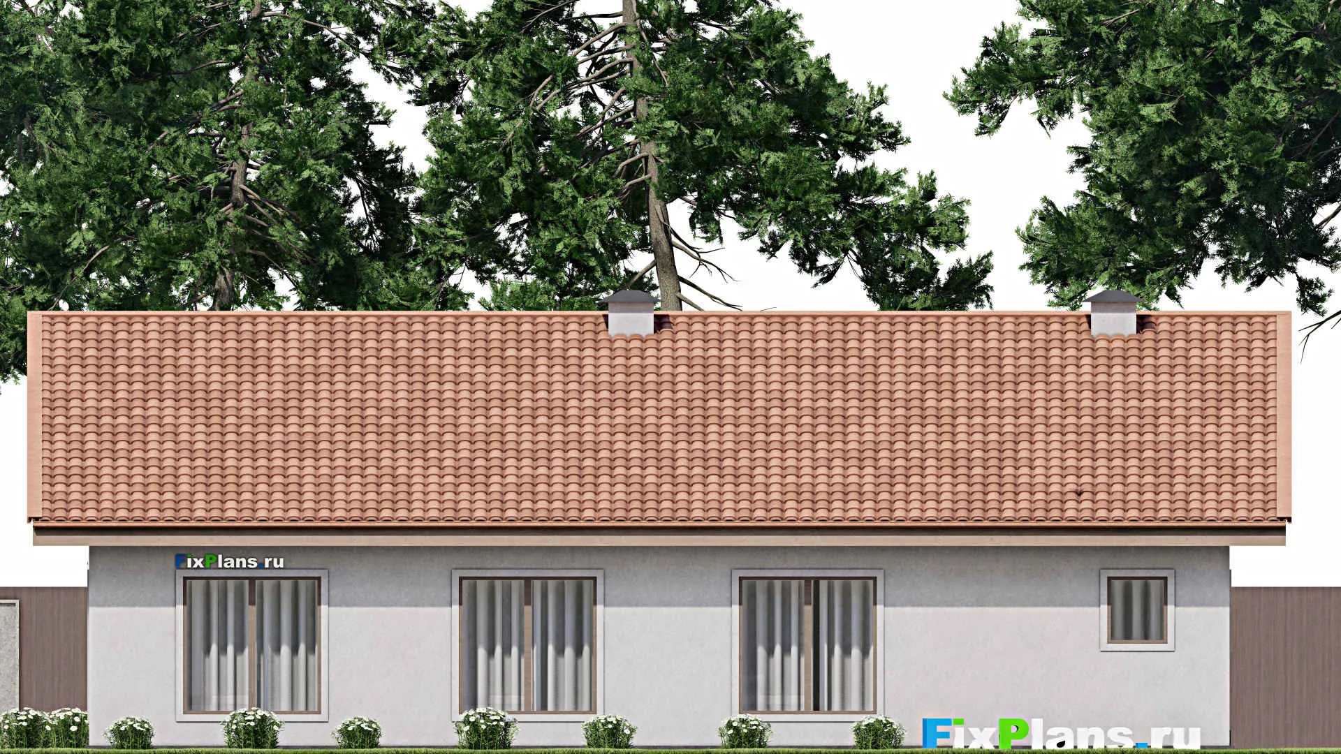 F-10052 - Проект одноэтажного дома 17 на 17, площадью 230 м² с 3 спальнями