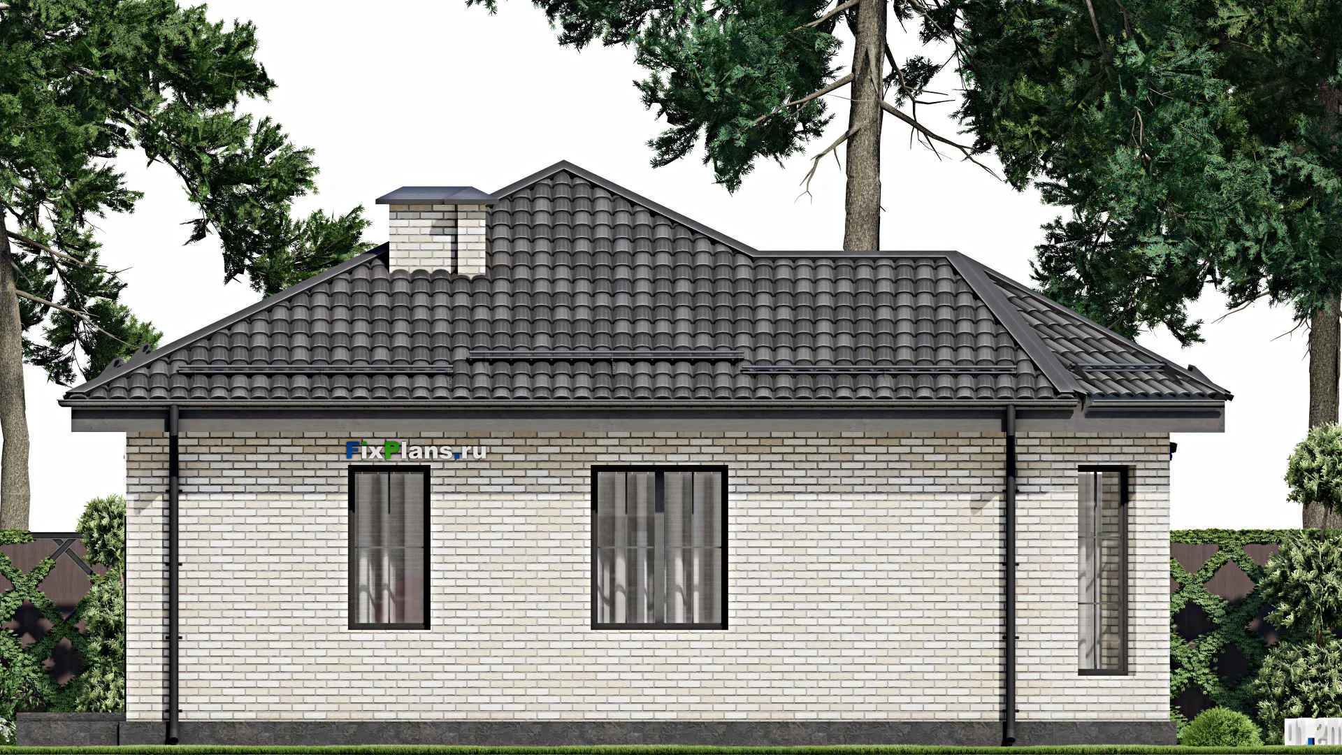 F-5606 - Проект одноэтажного дома 12 на 12, площадью 100 м² с 3 спальнями