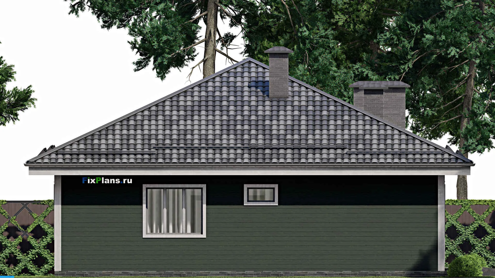 F-7820 - Проект одноэтажного дома 12 на 15, площадью 140 м² с гаражом на 1 машину и 3 спальнями