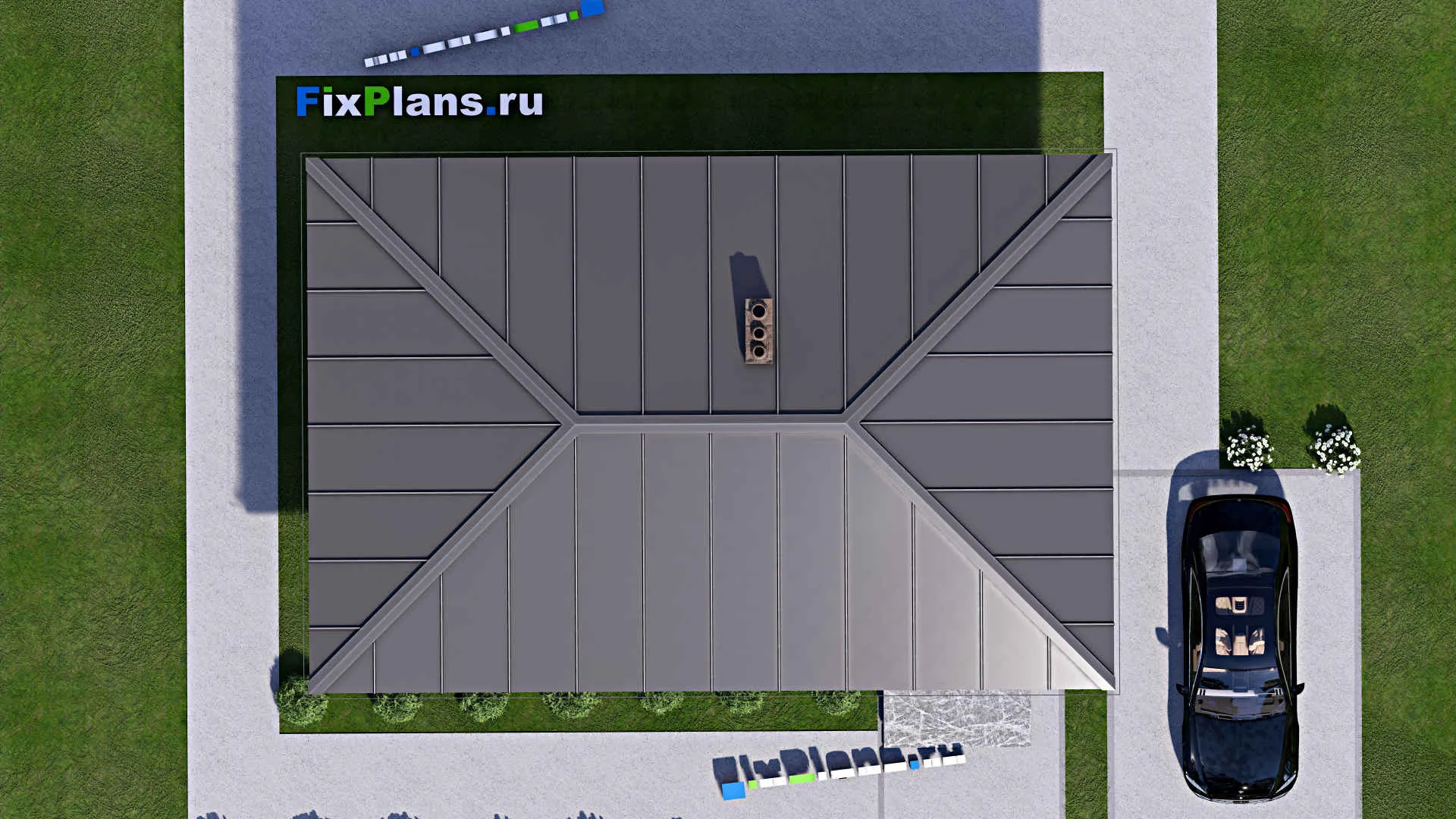 F-15038 - Проект бани 9 на 12, площадью 70 м² с комнатой отдыха, бассейном и санузлом