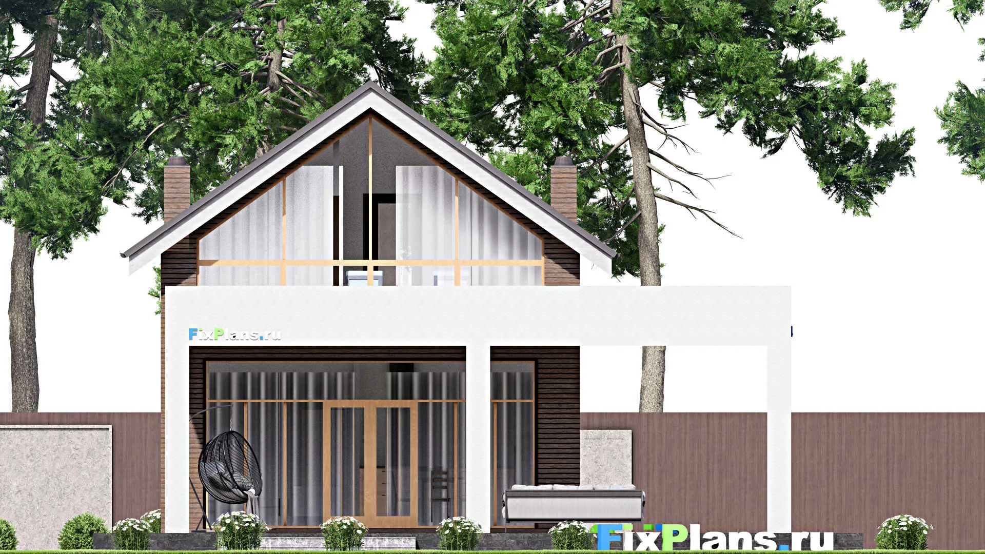 F-15965 - Проект дома с мансардой 13 на 19, площадью 250 м² с террасой и 3 спальнями