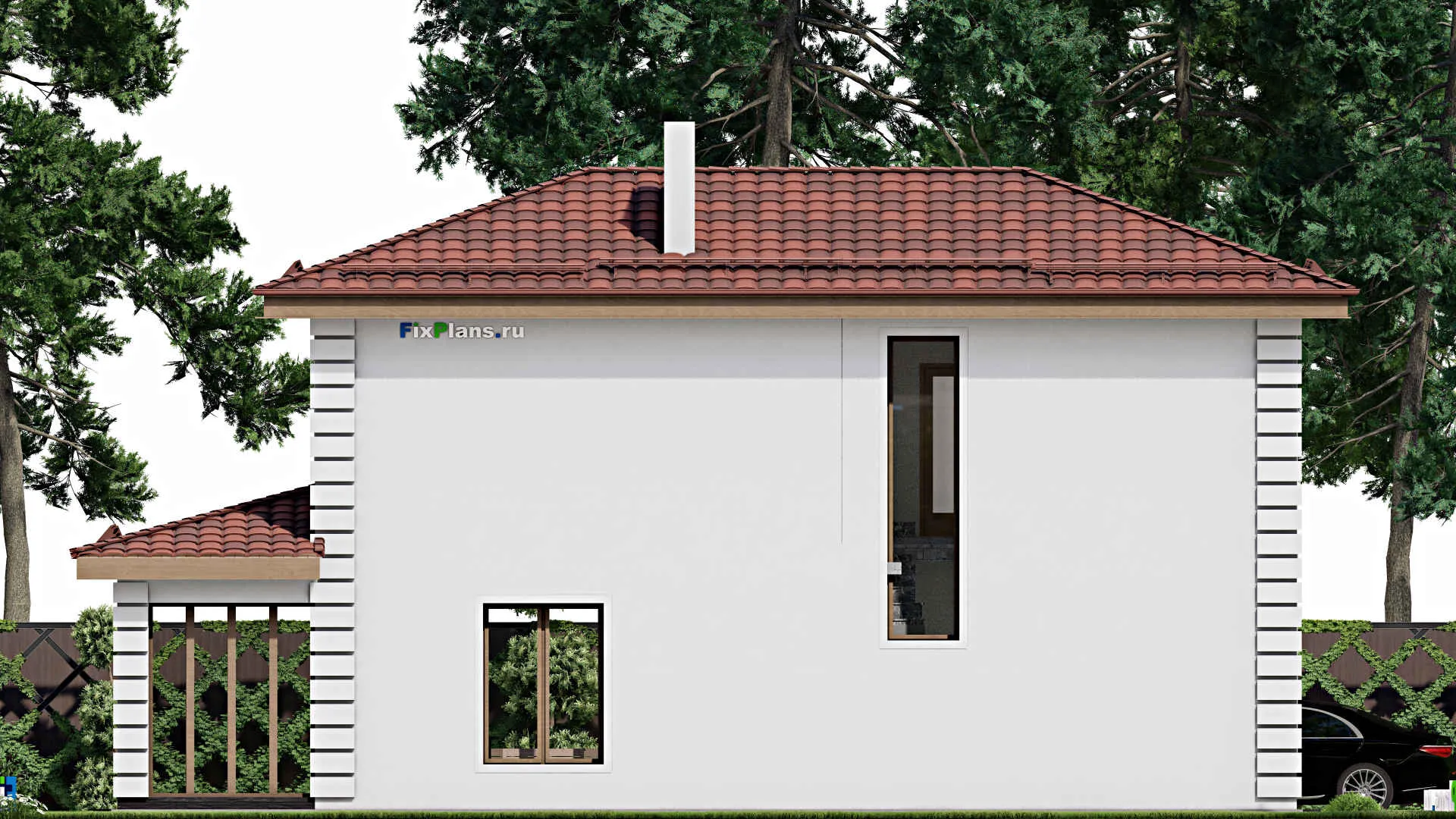 F-4382 - Планы двухэтажного дома 7 на 15, площадью 130 м² с террасой, балконом и 3 спальнями