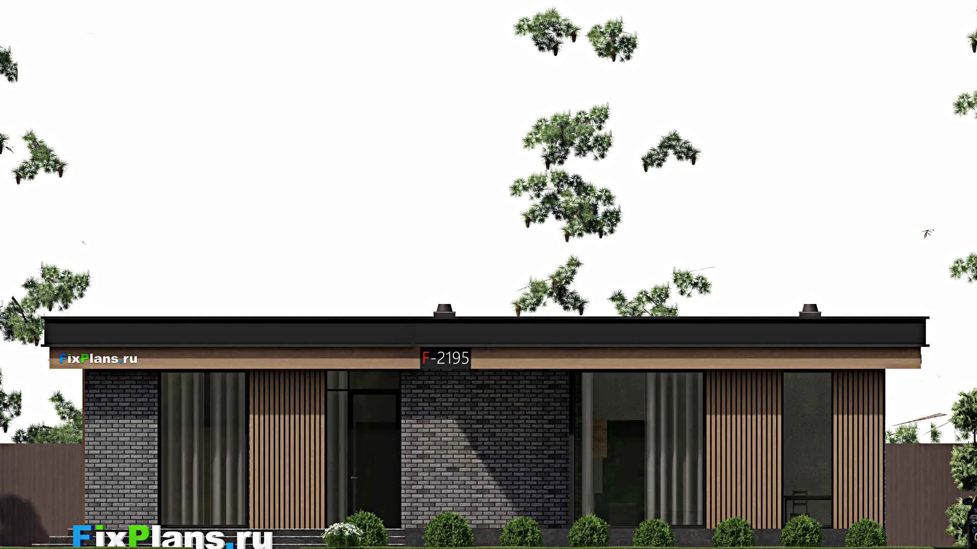 F-2195 - План одноэтажного дома 15 на 16, площадью 200 м² с 3 спальнями