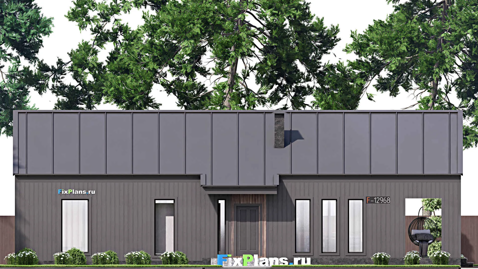 F-12968 - План одноэтажного дома 10 на 19, площадью 150 м² с террасой и 2 спальнями