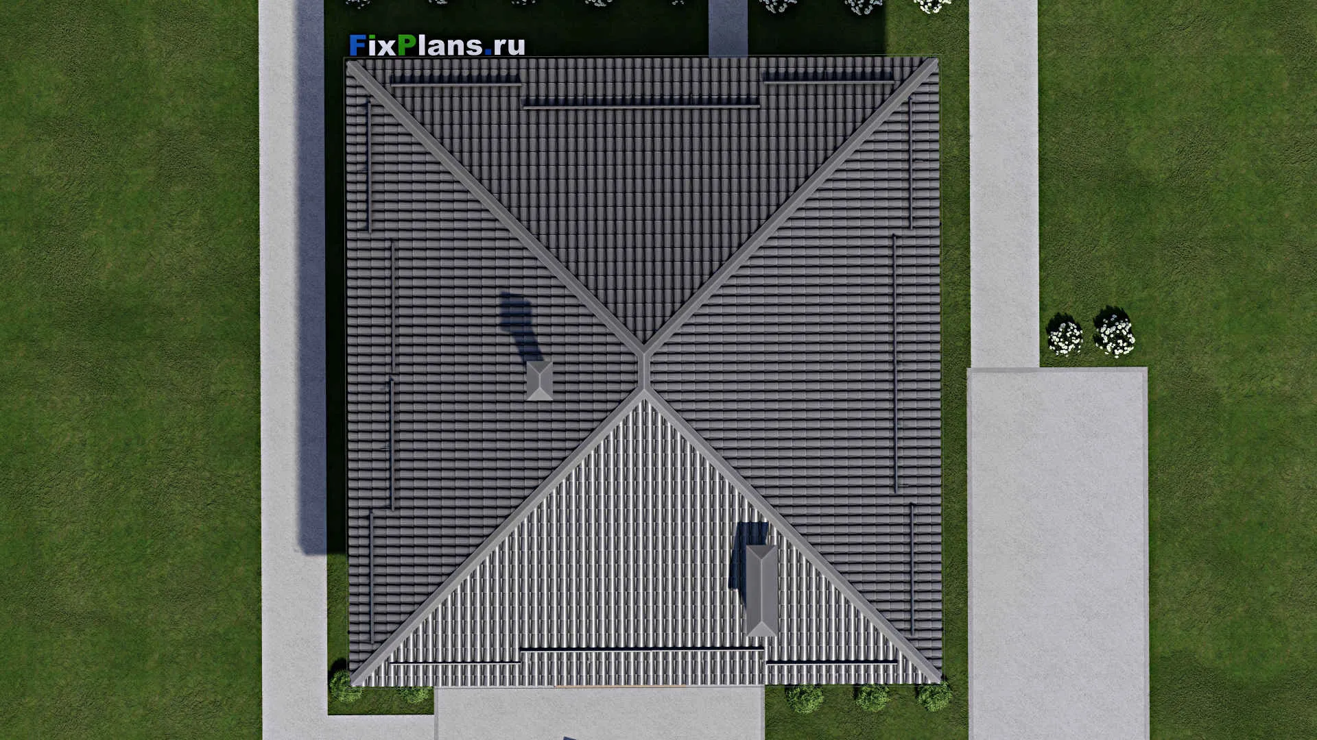 F-4535 - Проект одноэтажного дома 12 на 13, площадью 130 м² с террасой и 3 спальнями