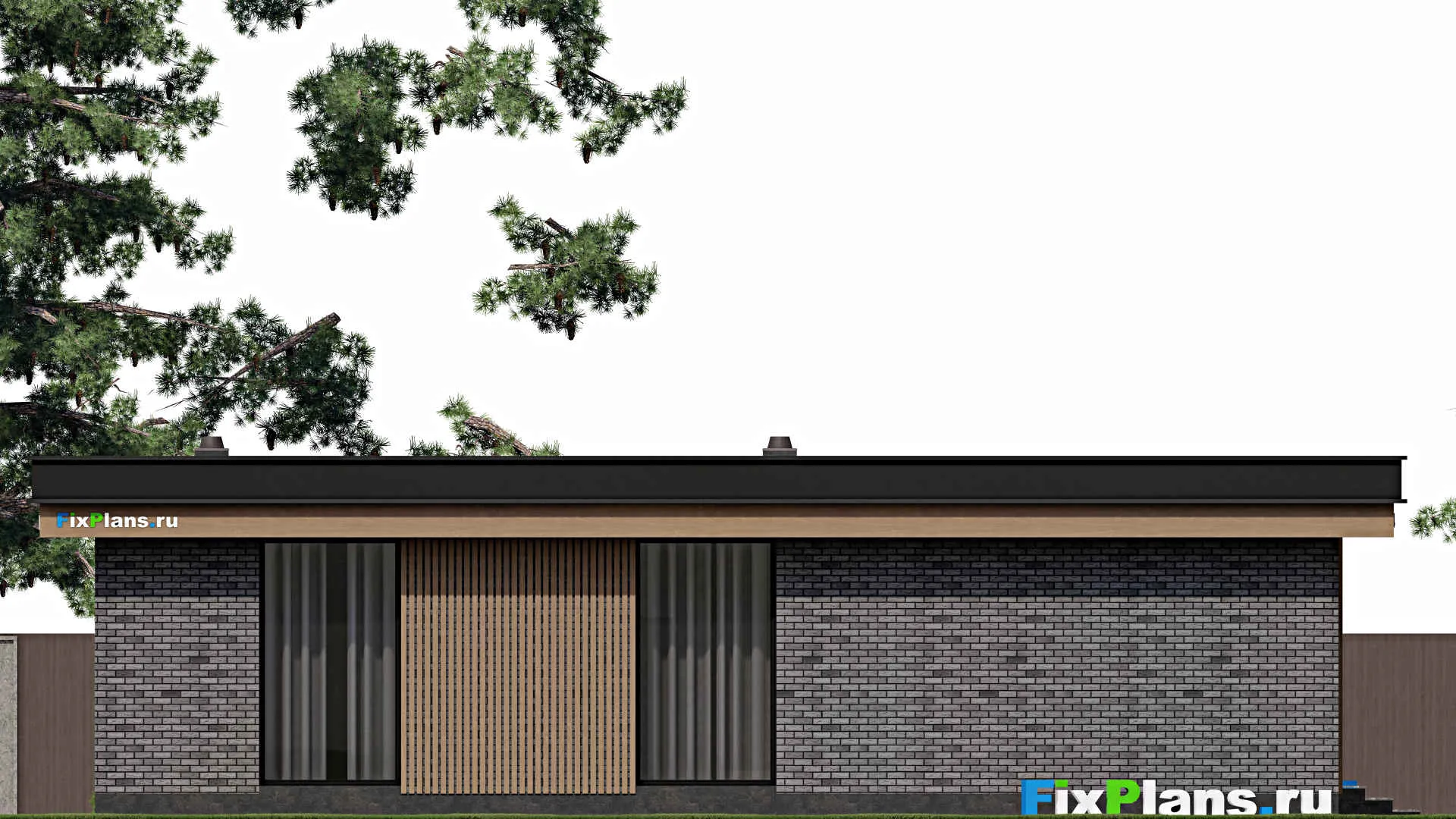 F-2195 - План одноэтажного дома 15 на 16, площадью 200 м² с 3 спальнями