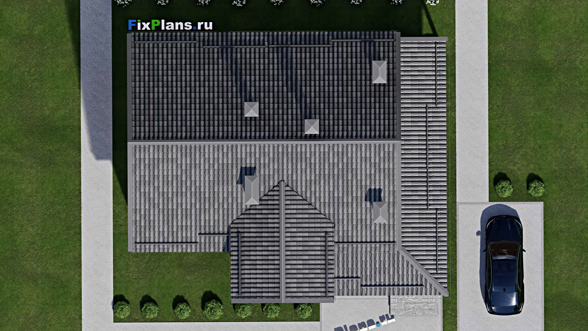 F-5786 - Проект дома с мансардой 12 на 12, площадью 210 м² с террасой и 3 спальнями