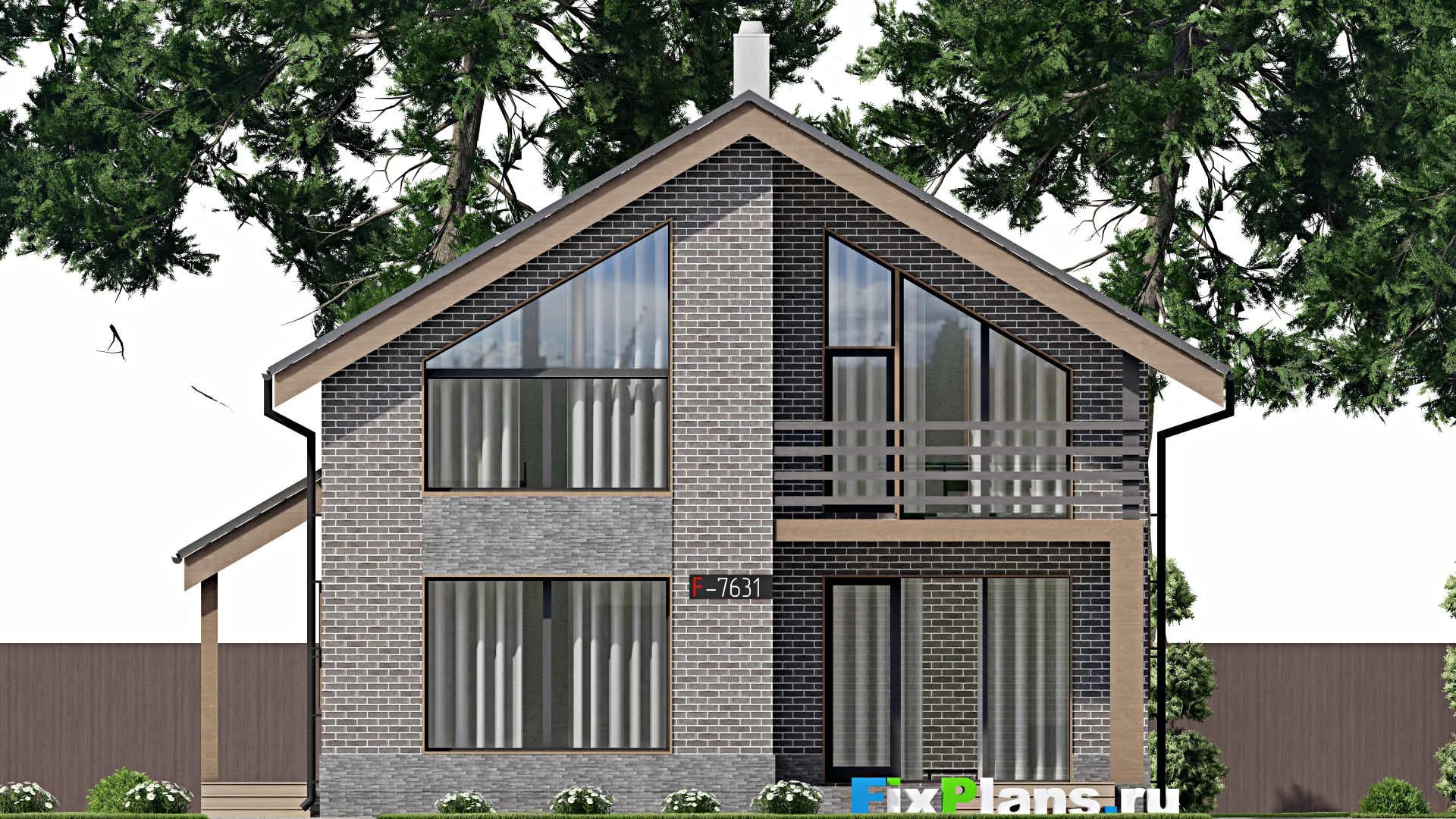 F-7631 - Планы дома с мансардой 10 на 11, площадью 160 м² с террасой, балконом и 3 спальнями