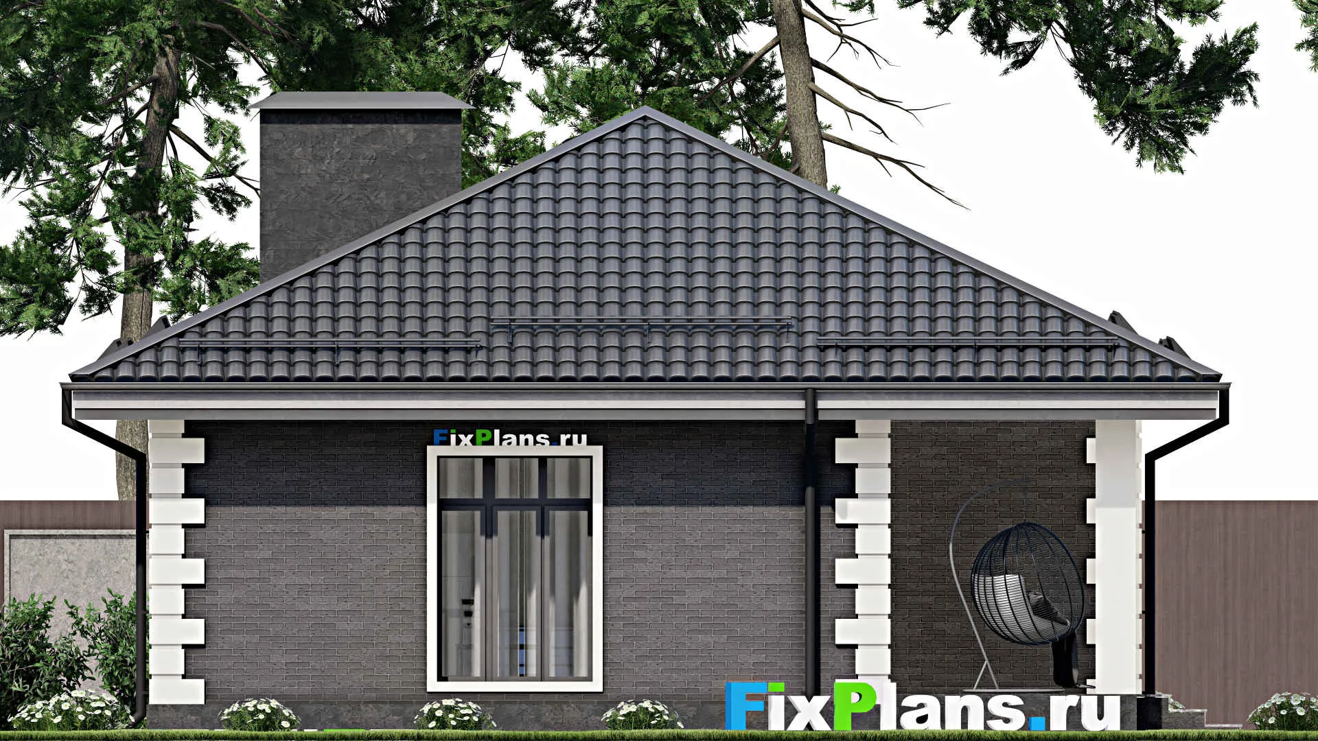 F-4220 - Проект одноэтажного дома 10 на 15, площадью 110 м² с террасой и 3 спальнями