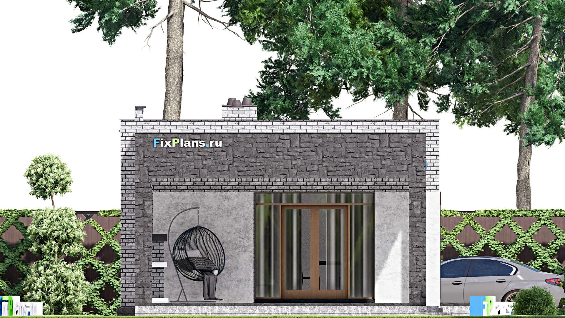 F-15146 - Проект бани 8 на 13, площадью 80 м² с комнатой отдыха, терассой и санузлом