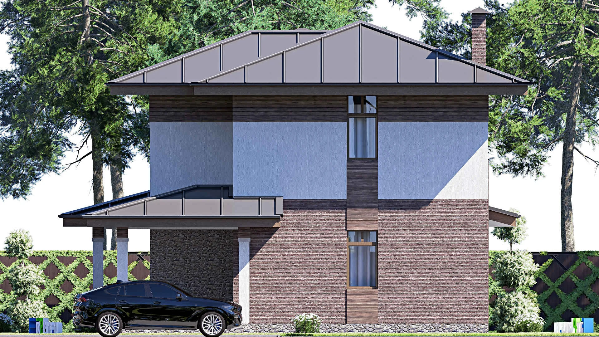 F-17783 - Проект двухэтажного дома 12 на 15, площадью 210 м² с террасой и 4 спальнями