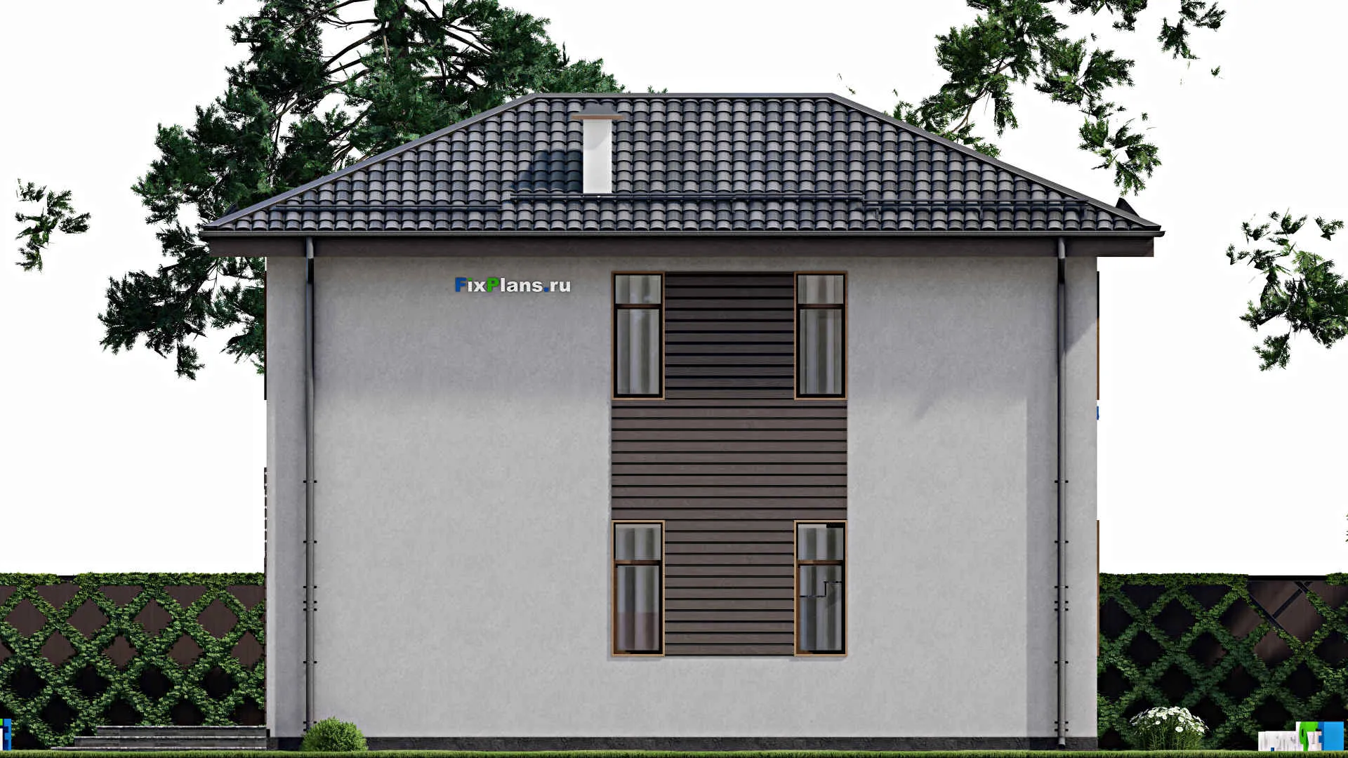 F-9953 - Проект двухэтажного дома 9 на 13, площадью 140 м² с террасой и 6 спальнями