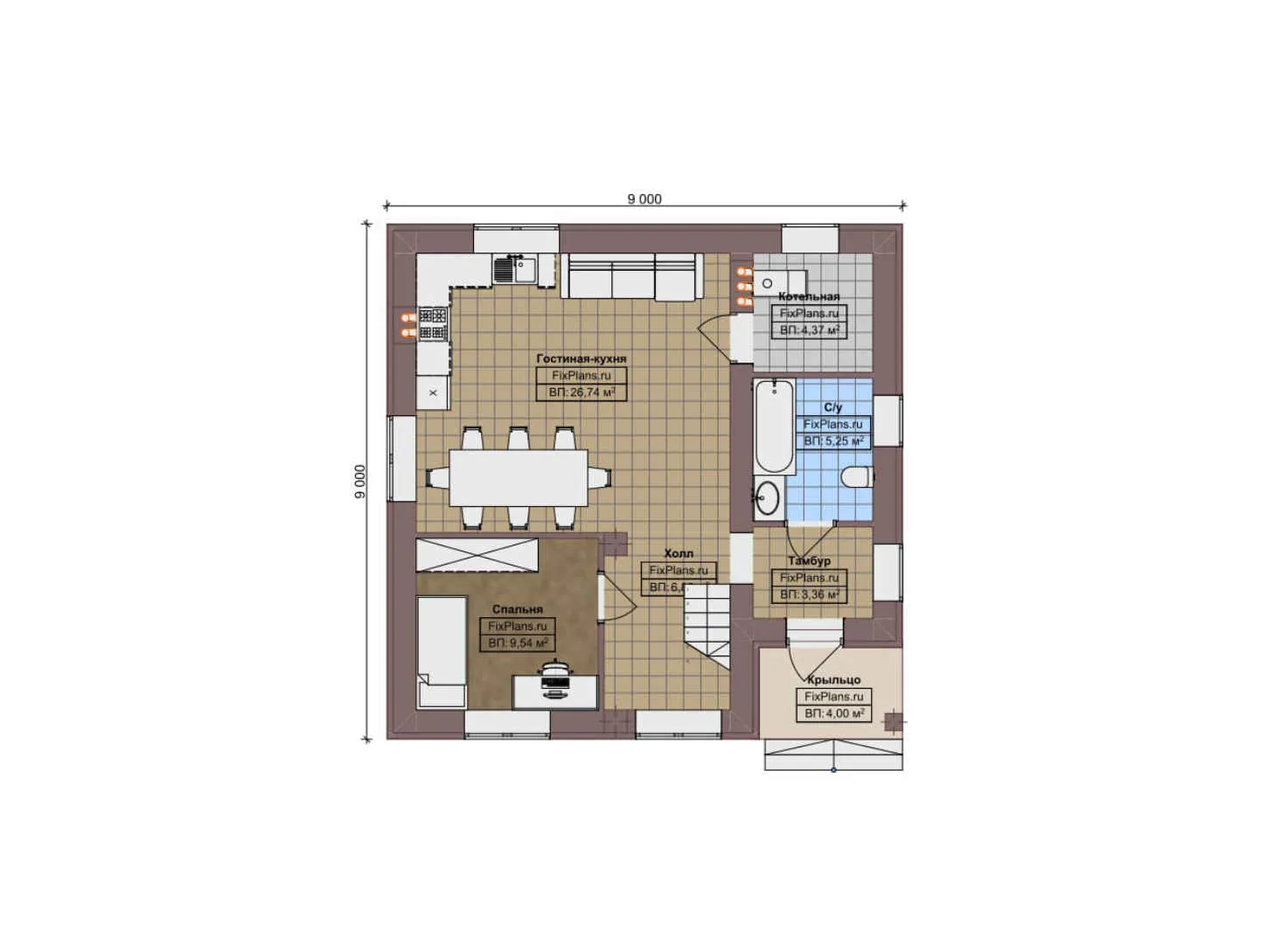 F-10664 - Планы дома с мансардой 10 на 14, площадью 120 м² с 3 спальнями