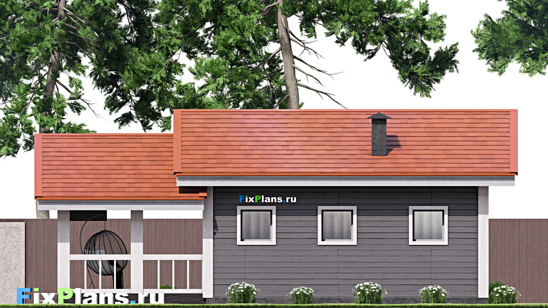 F-14876 - Проект бани 8 на 12, площадью 70 м² с терассой и санузлом