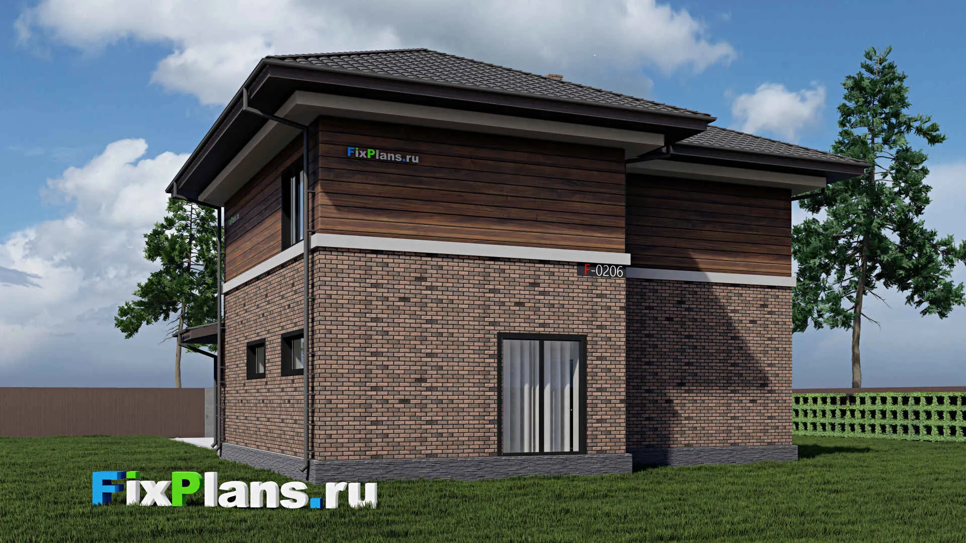 F-0206 - Проект двухэтажного дома 14 на 14, площадью 220 м² с 4 спальнями