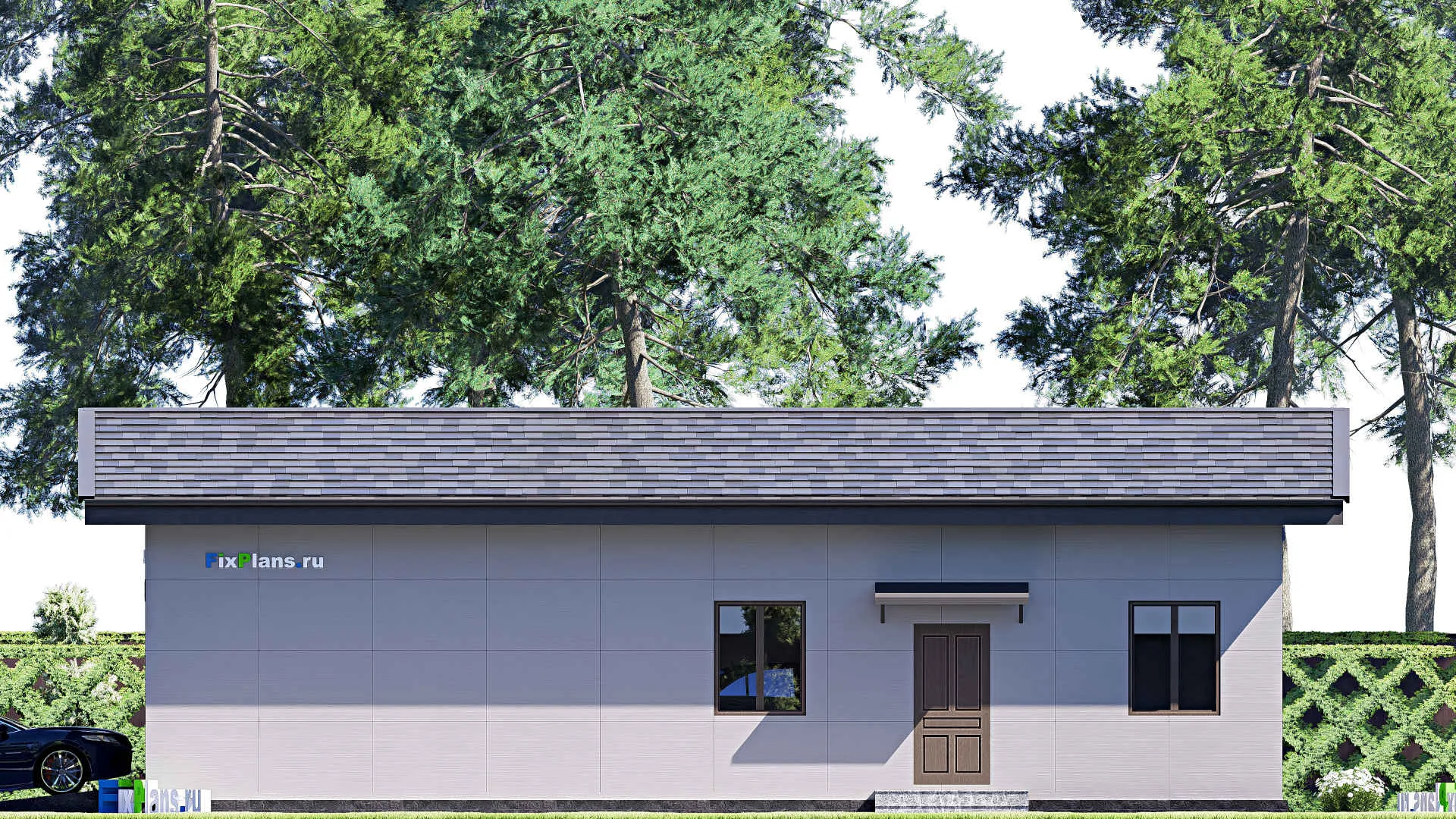 F-18971 - Проект гаража из газобетона 7 на 15, площадью 90 м² на 2 машиноместа